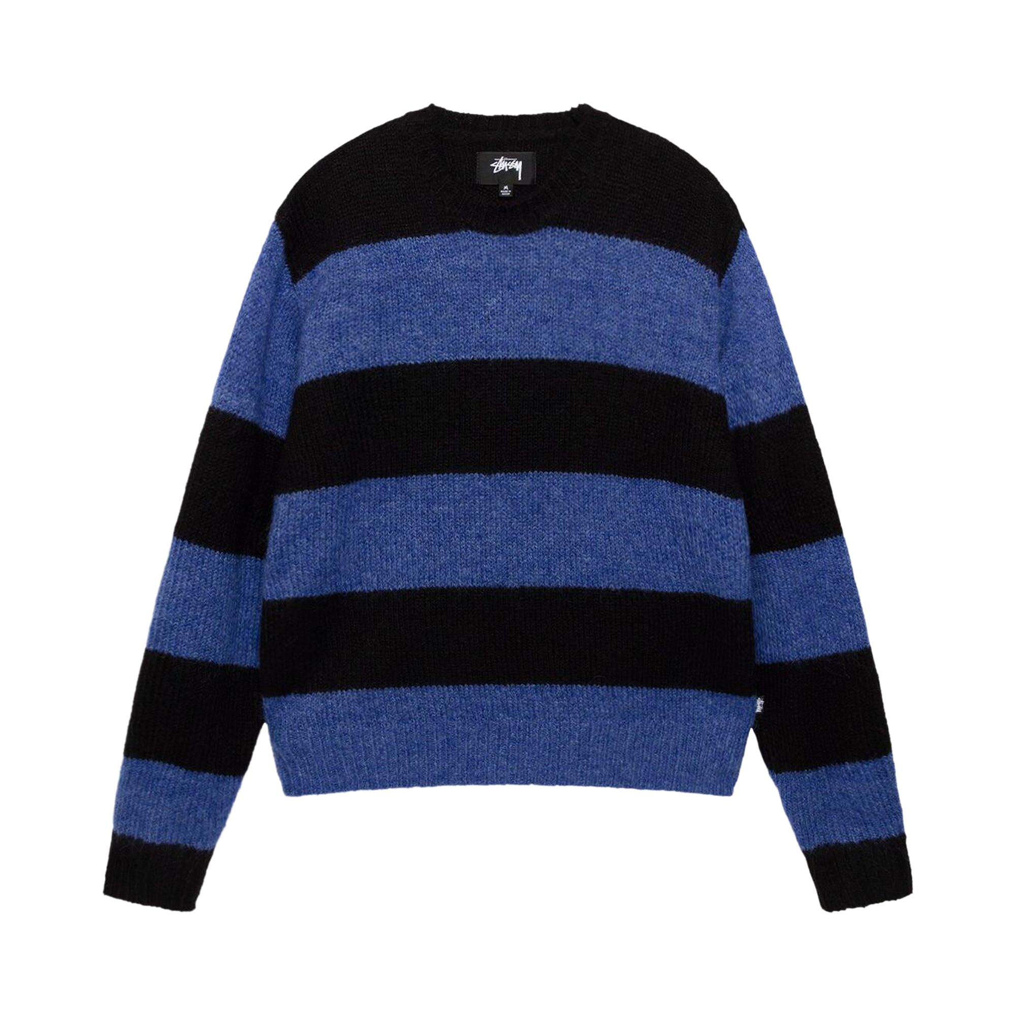 Pre-owned Stussy Big Stripe Crew 'blue' | Men's Size M