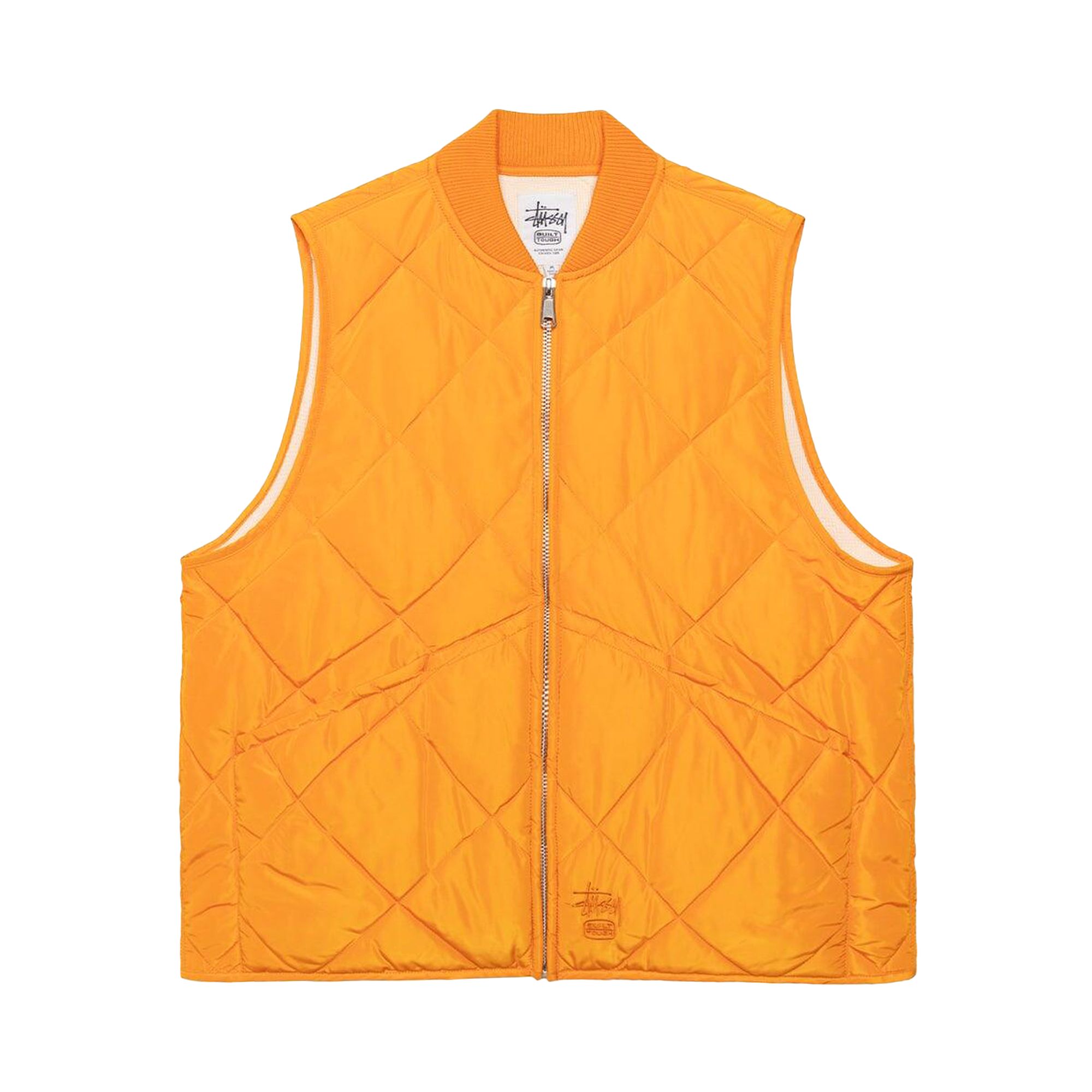 Pre-owned Stussy Thermal Lined Quilted Vest 'orange' | Men's Size M