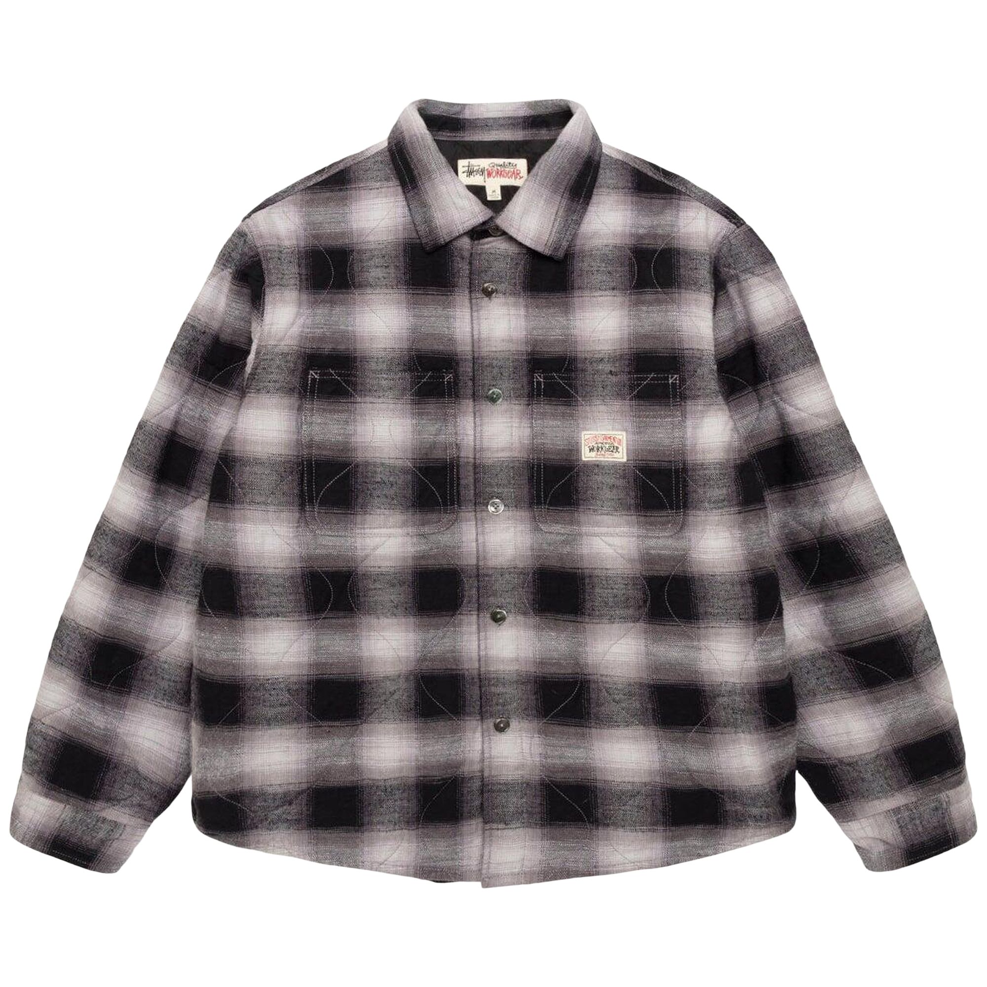 Pre-owned Stussy Quilted Plaid Shirt Jacket 'grey' | Men's Size Xl In Gray