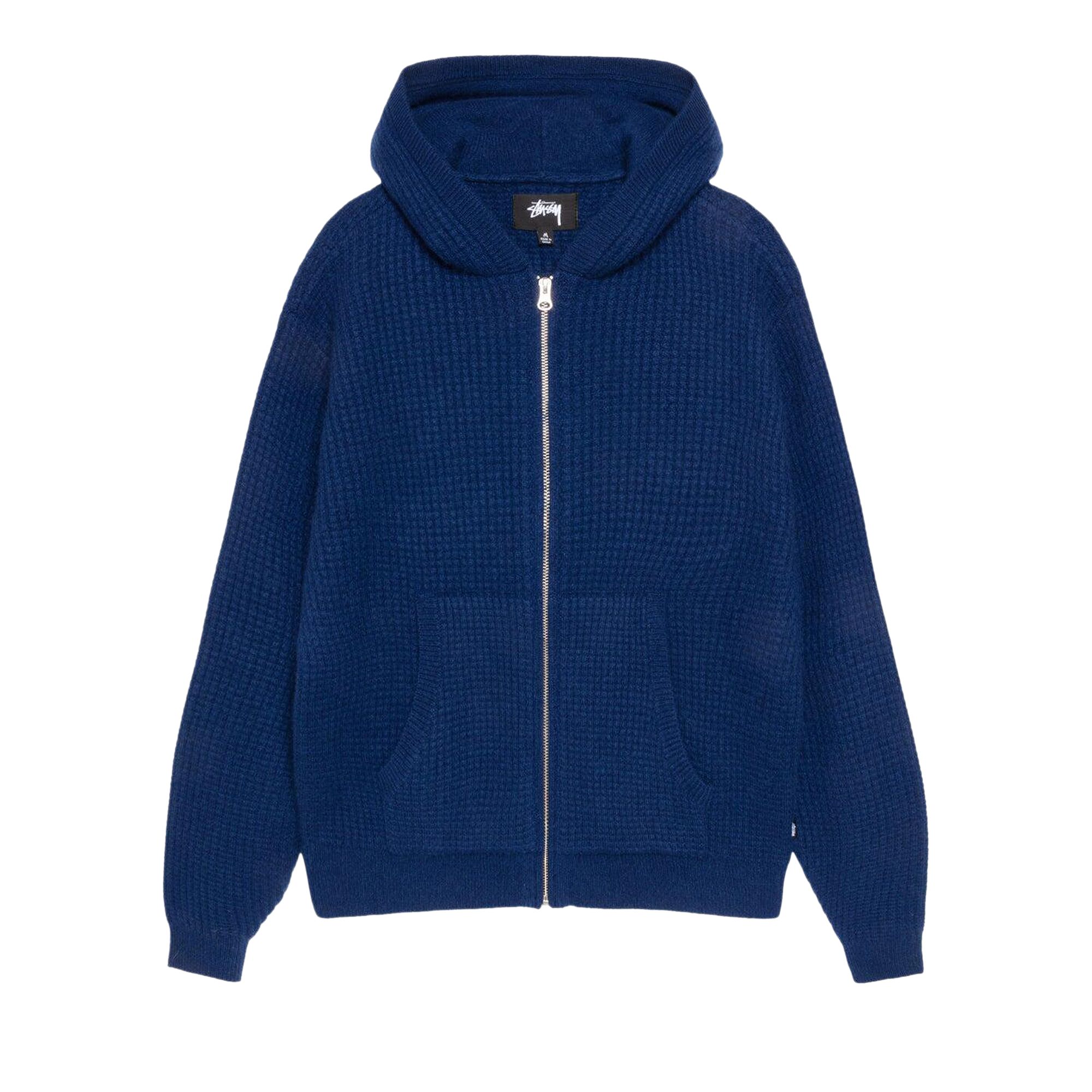 Pre-owned Stussy Waffle Cashmere Zip Hoodie 'navy' | Blue | Men's Size Xxl