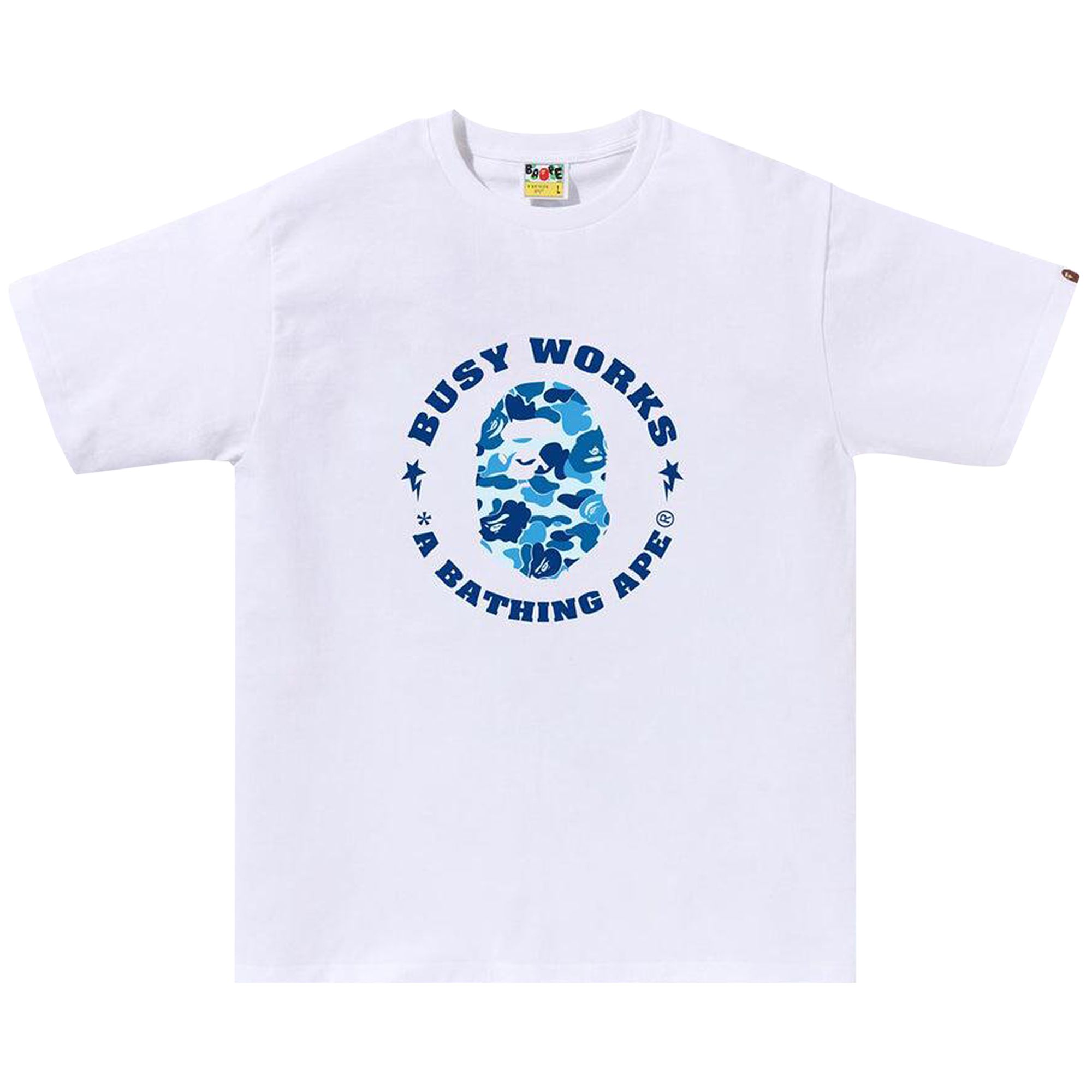 Pre-owned Bape Abc Camo Busy Works Sta Tee 'white/blue' | Men's Size L