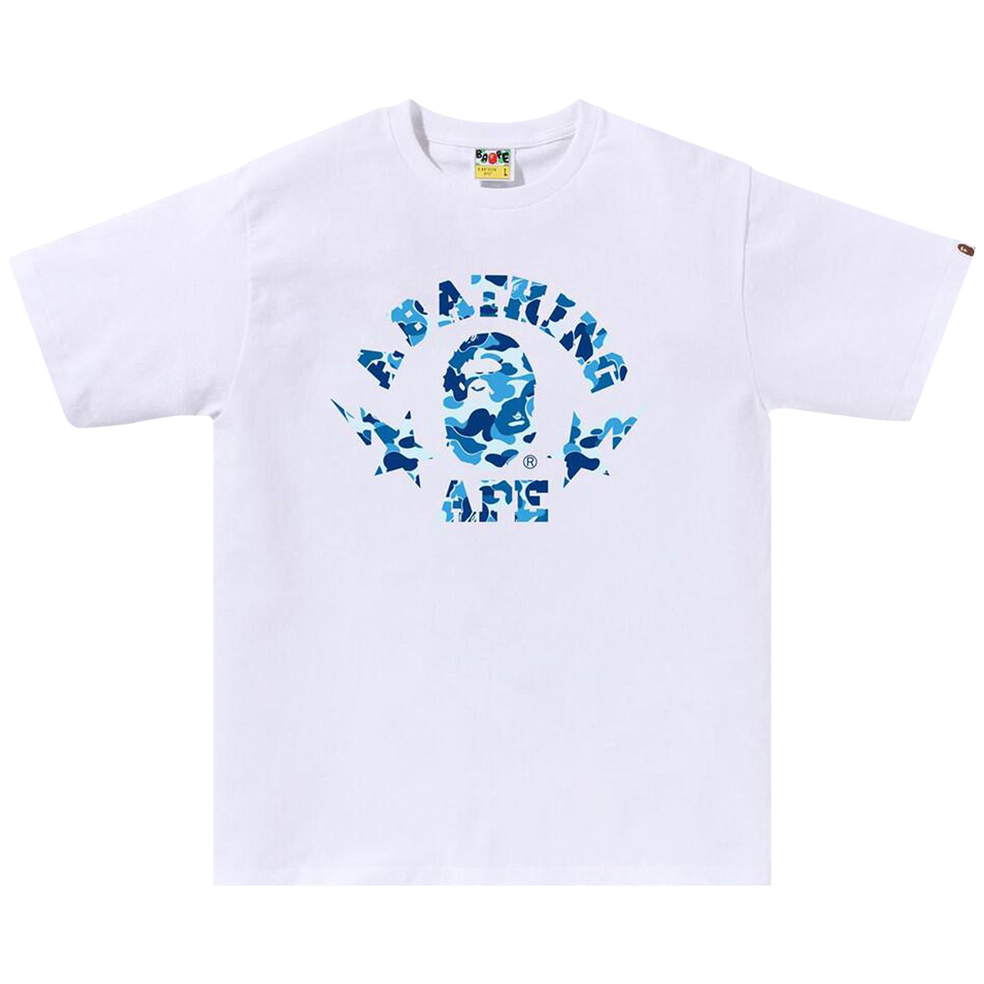Pre-owned Bape Abc Camo Sta College Tee 'white/blue' | Men's Size S