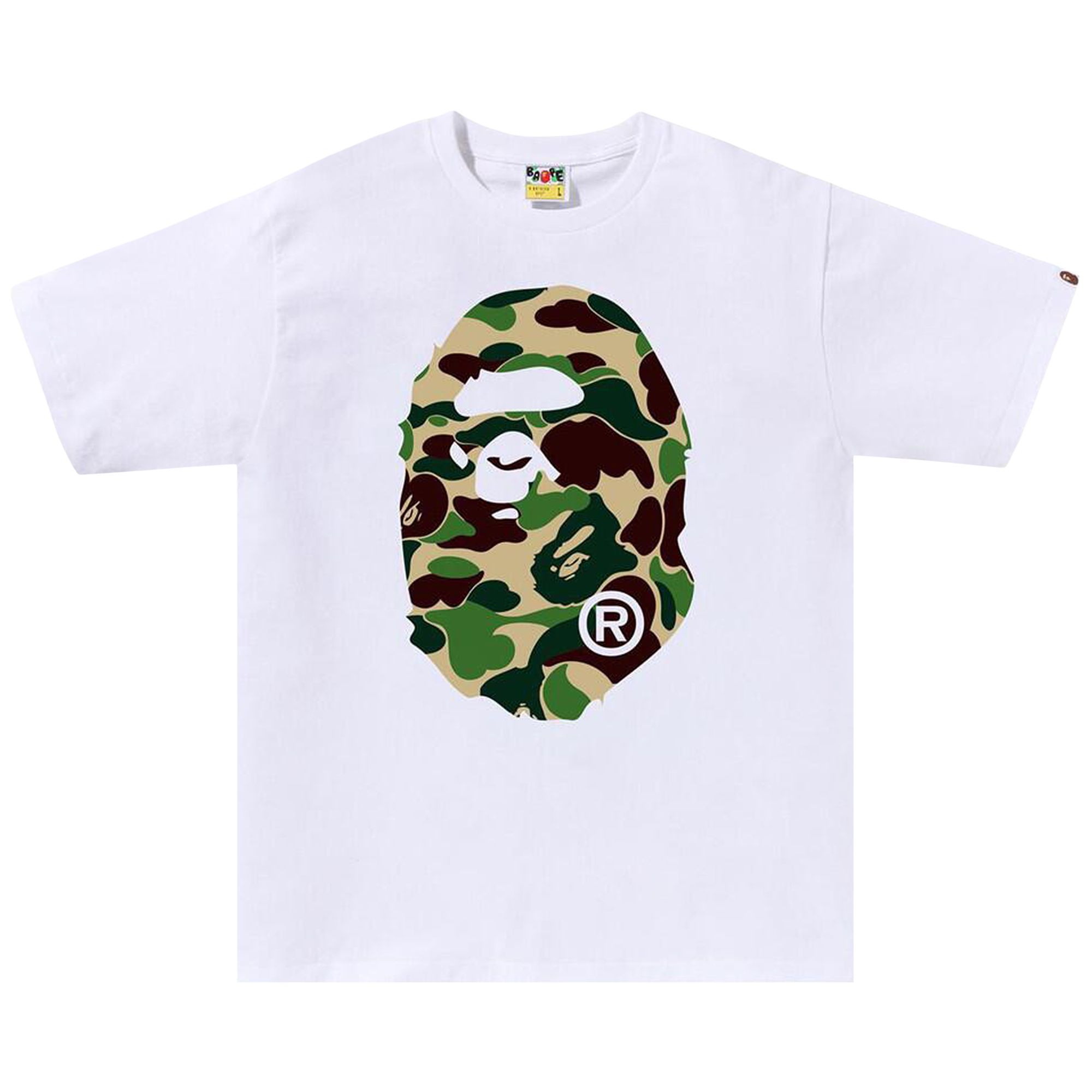 Pre-owned Bape Abc Camo Big Ape Head Tee 'white/green' | Men's Size L