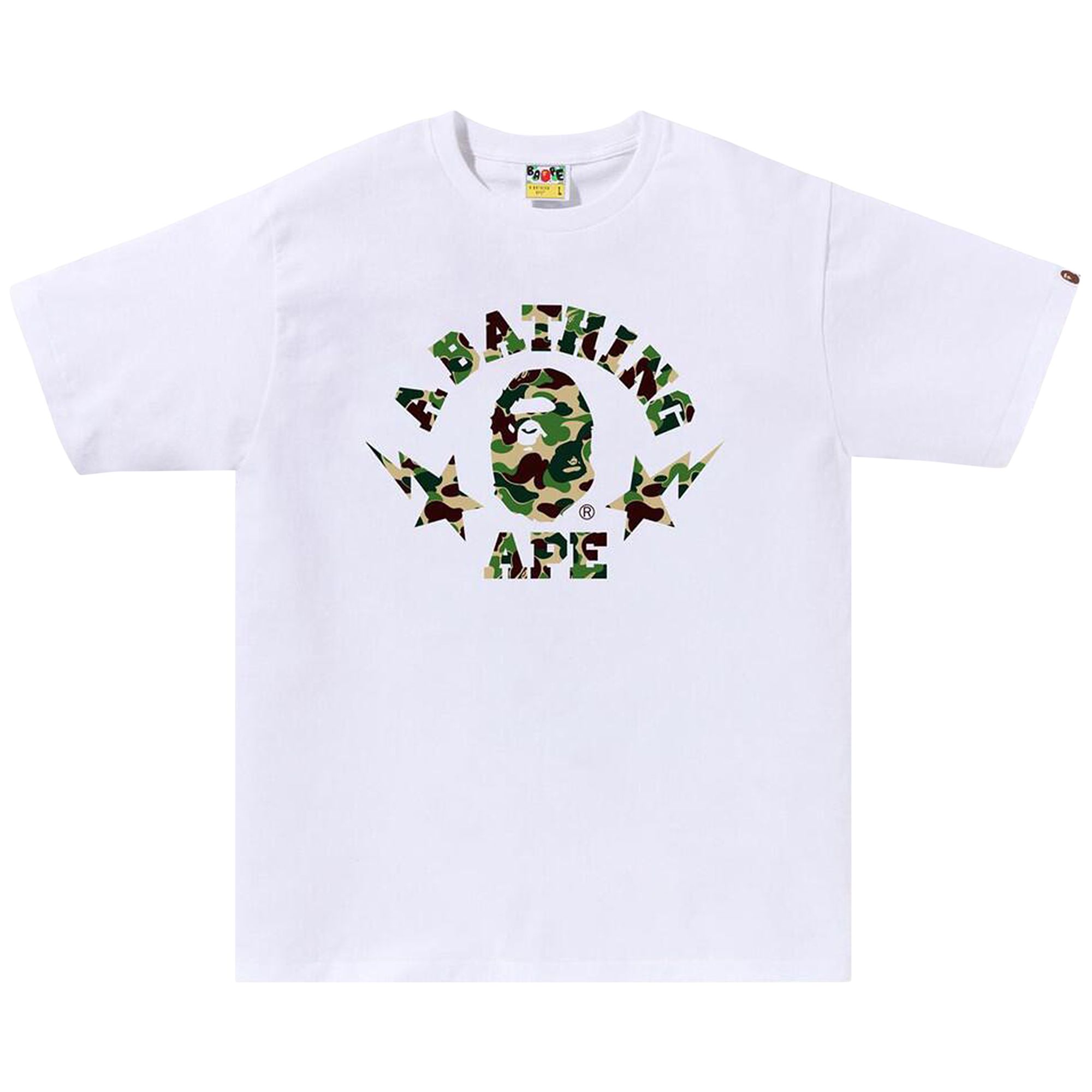 Pre-owned Bape Abc Camo Sta College Tee 'white/green' | Men's Size L