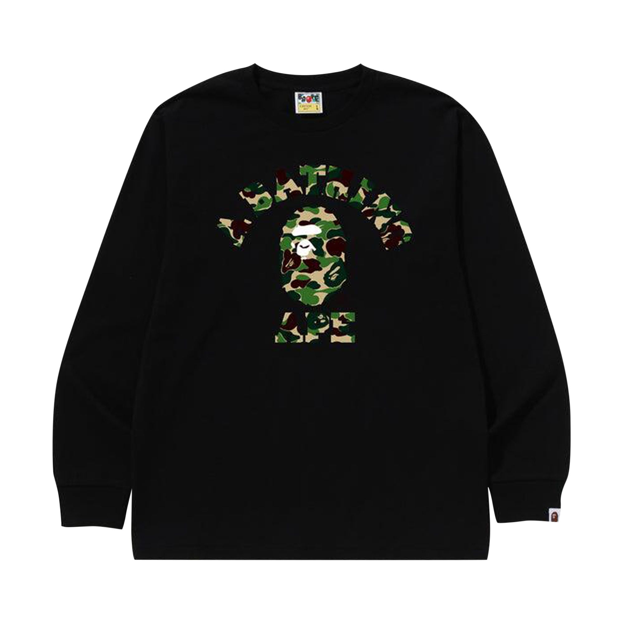 Pre-owned Bape Abc Camo College Long-sleeve Tee 'black/green' | Men's Size Xxl