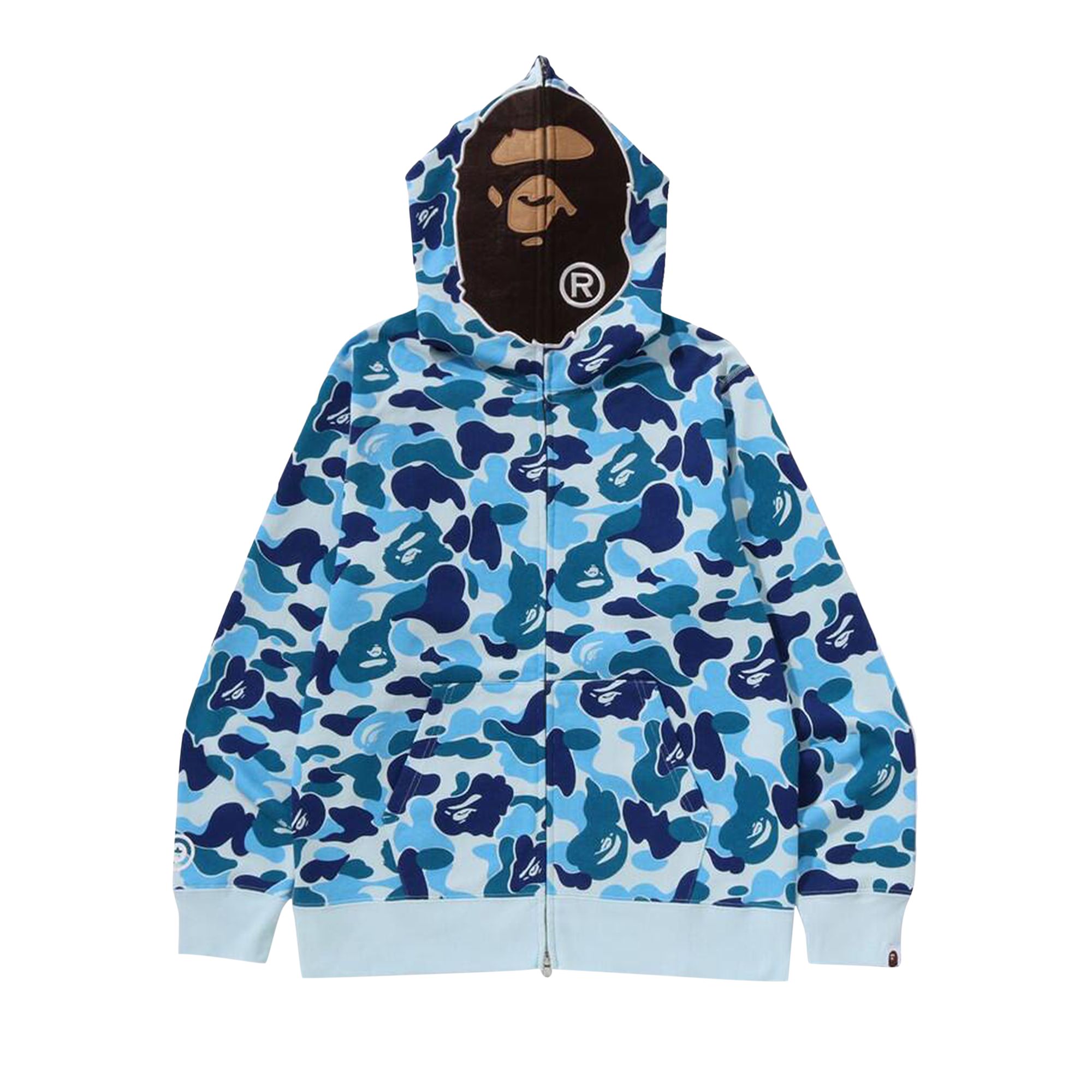 Pre-owned Bape Abc Camo 2nd Ape Full Zip Hoodie 'blue' | Men's Size L