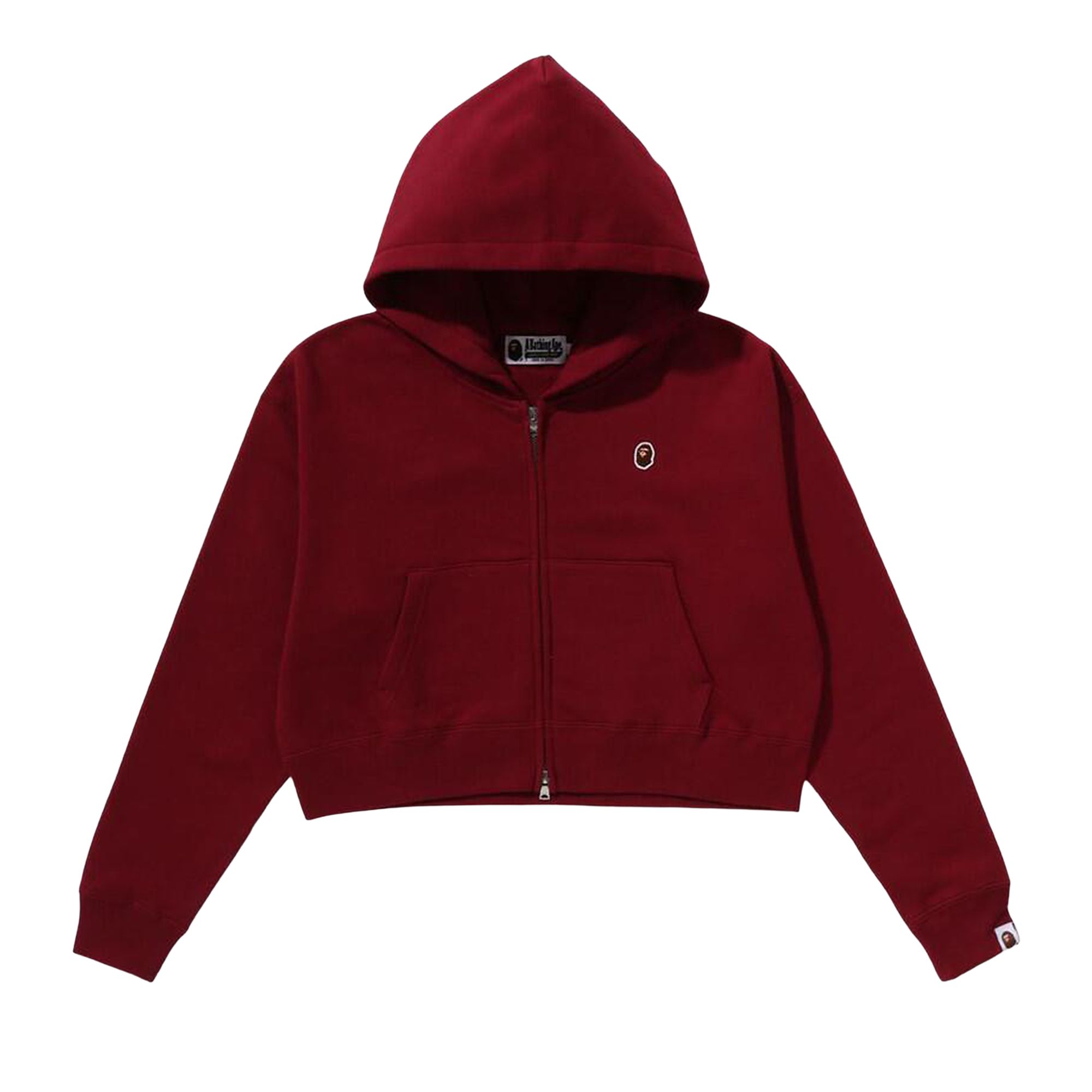 Pre-owned Bape Pigment Dyed One Point Cropped Zip Hoodie 'burgundy' | Red | Women's Size S