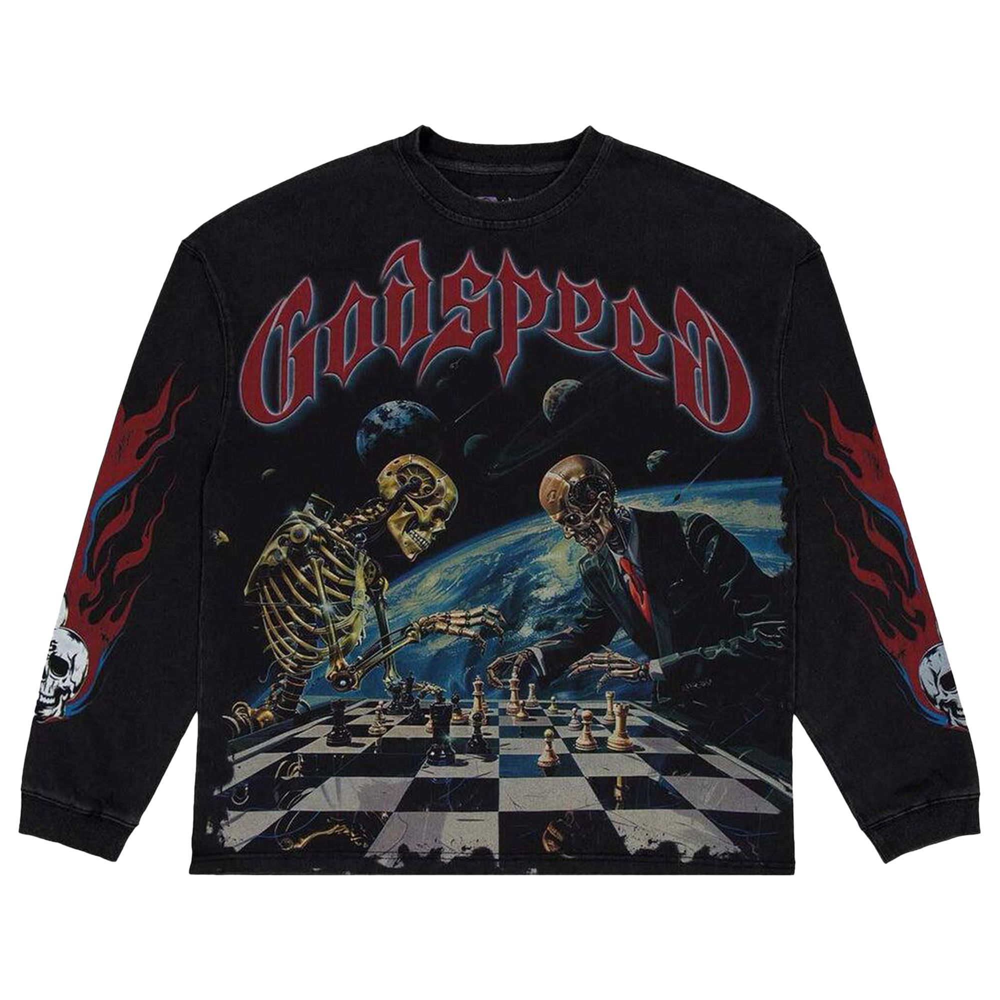 Pre-owned Godspeed Checkmate Long-sleeve T-shirt 'black Wash' | Men's Size Xs