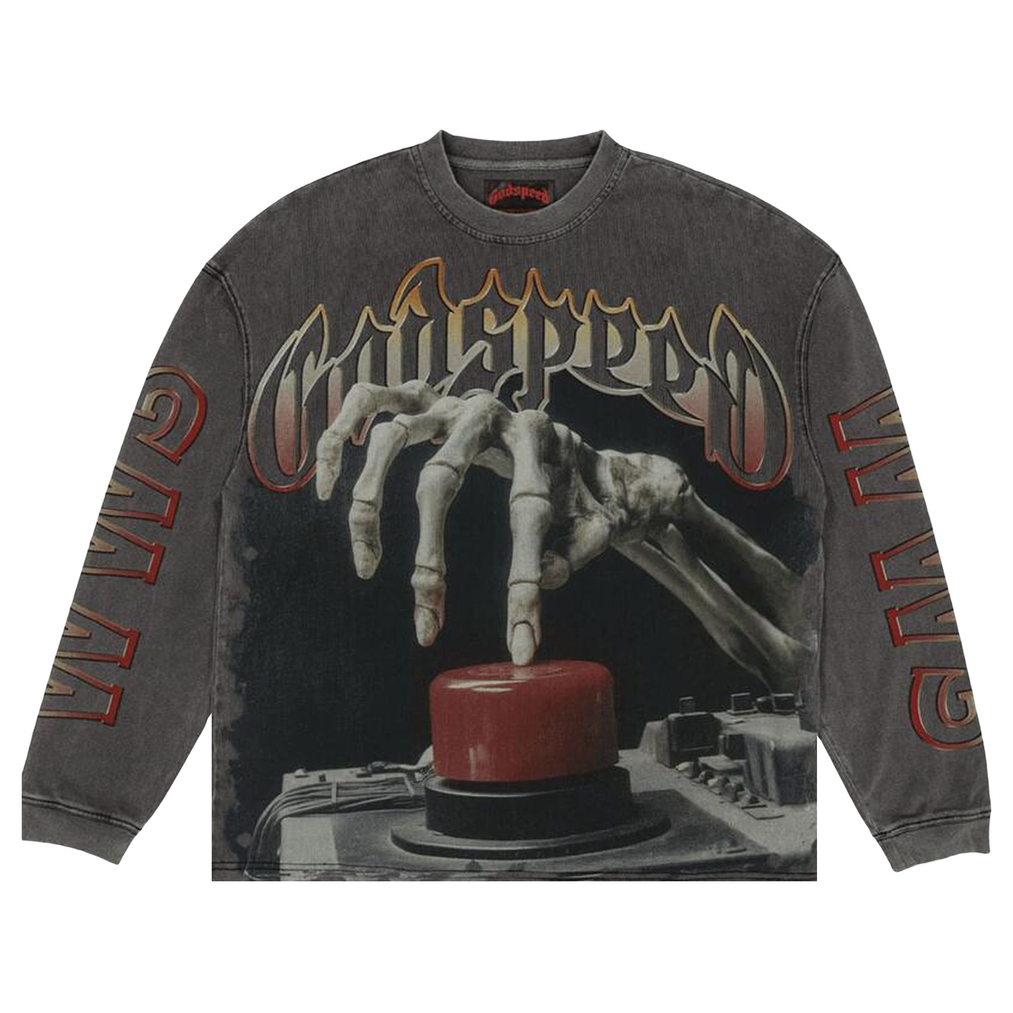 Pre-owned Godspeed Code Red Long-sleeve T-shirt 'grey Wash' | Men's Size S In Gray