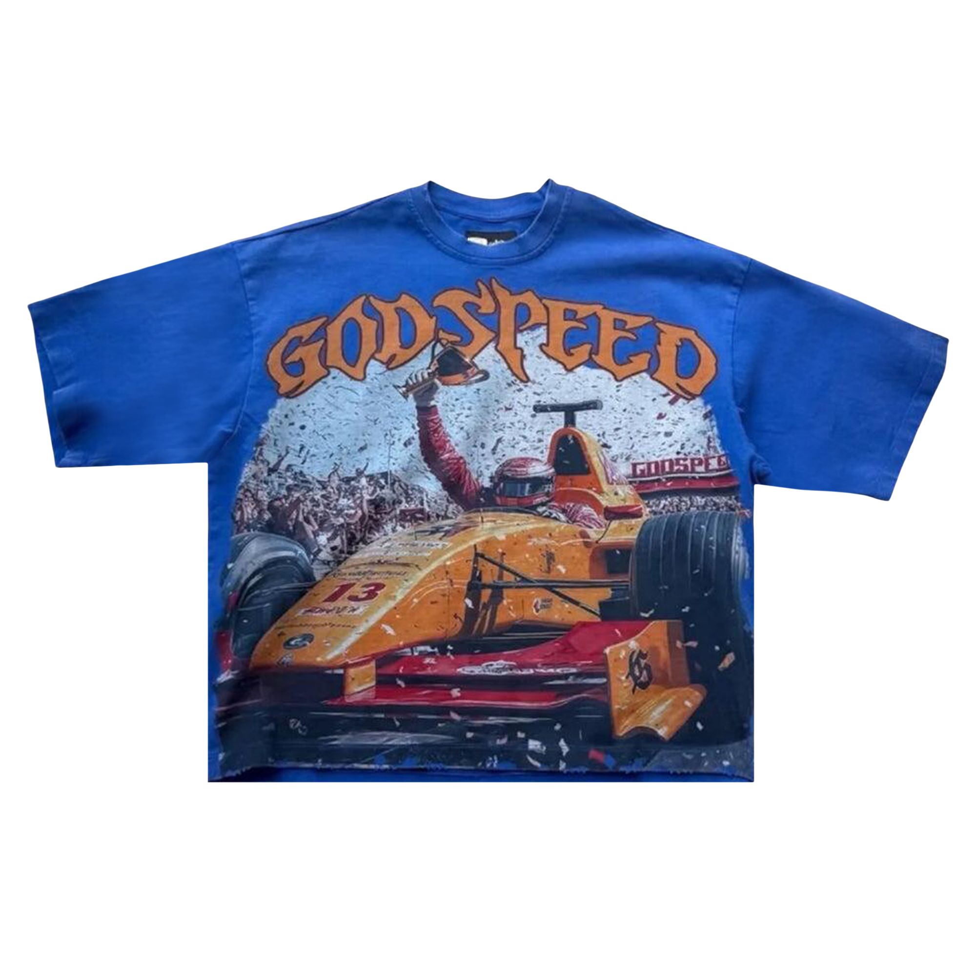 Pre-owned Godspeed F1 Finishline T-shirt 'blue Wash' | Men's Size L