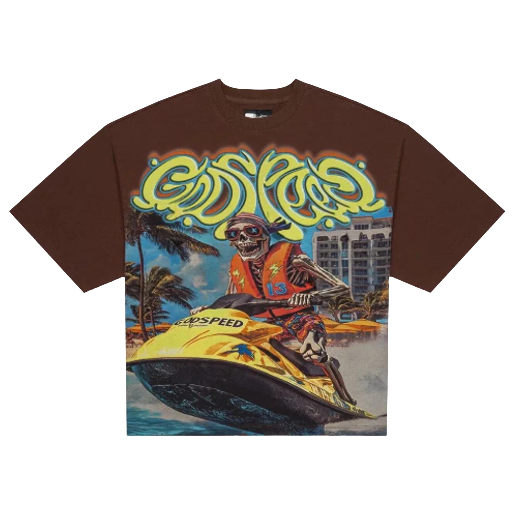 Pre-owned Godspeed Wave Runner T-shirt 'brown Wash' | Men's Size Xs