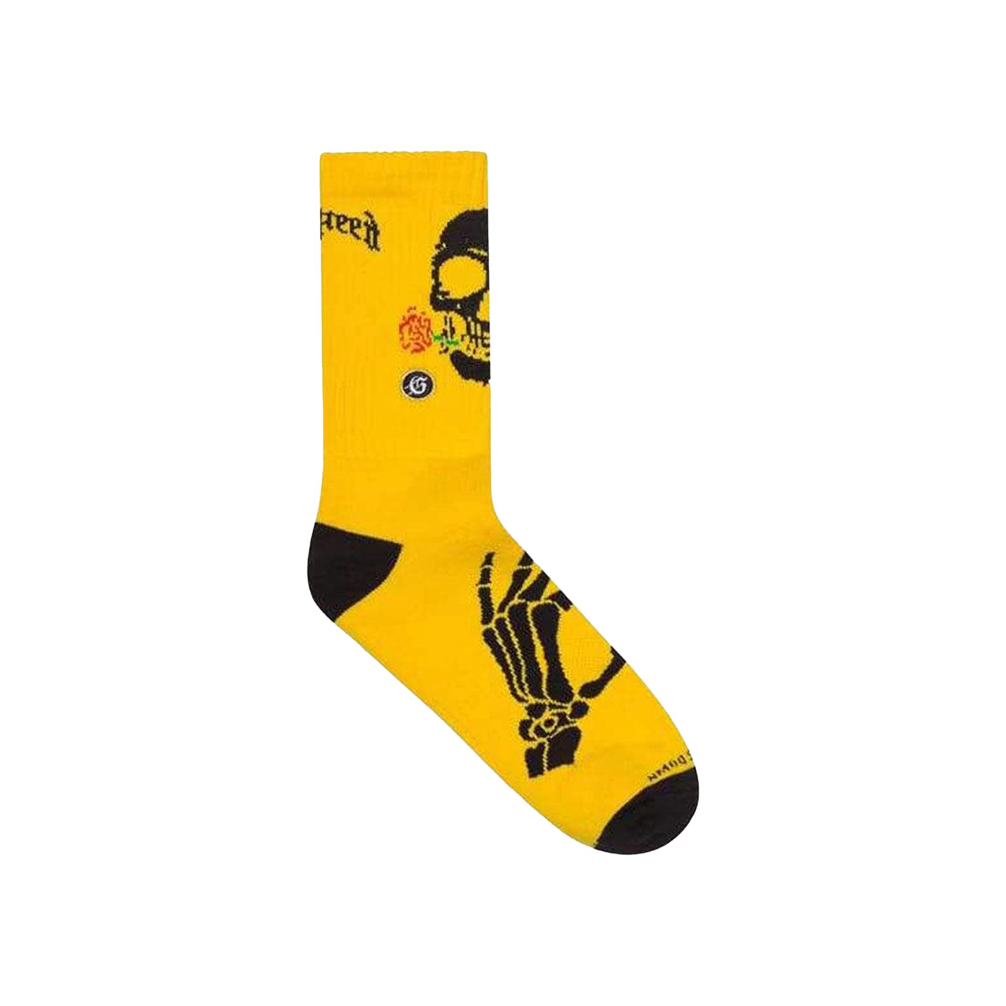 Pre-owned Godspeed Skull & Roses Sock 'yellow' | Men's Size Onesize