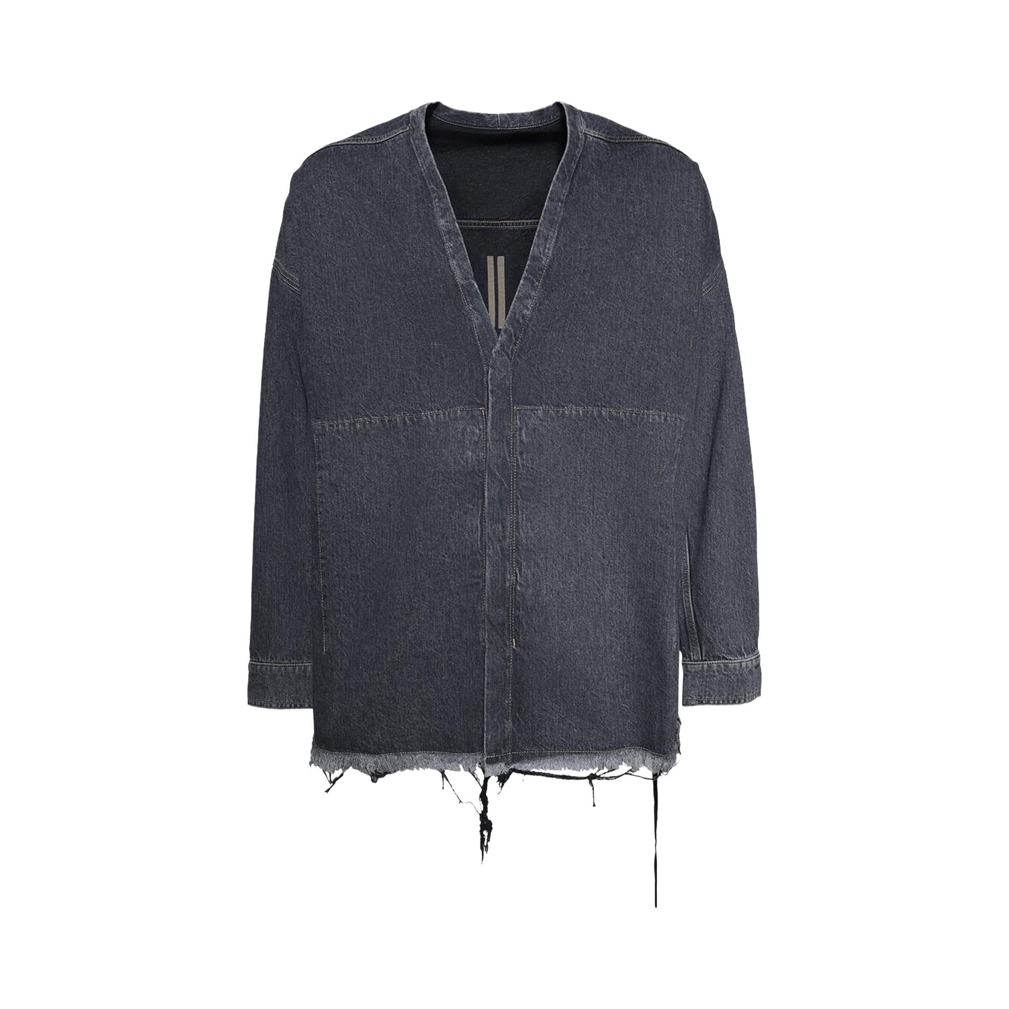 Pre-owned Rick Owens Drkshdw Giacca In Denim Lido Larry Shirt 'washed Grey' | Men's Size S In Gray