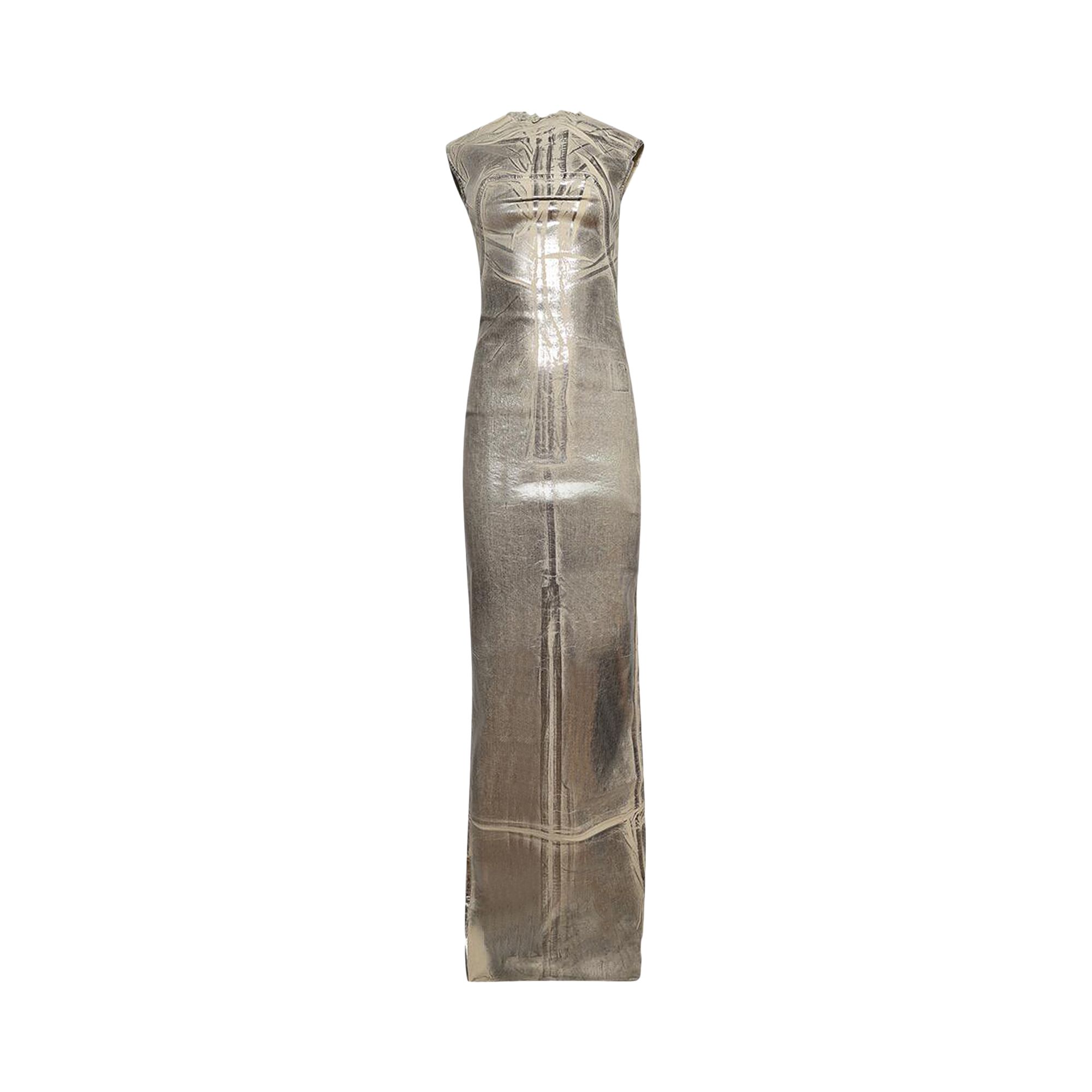 Pre-owned Rick Owens Drkshdw Denim Column Dress 'palladium' | Silver | Women's Size Xs
