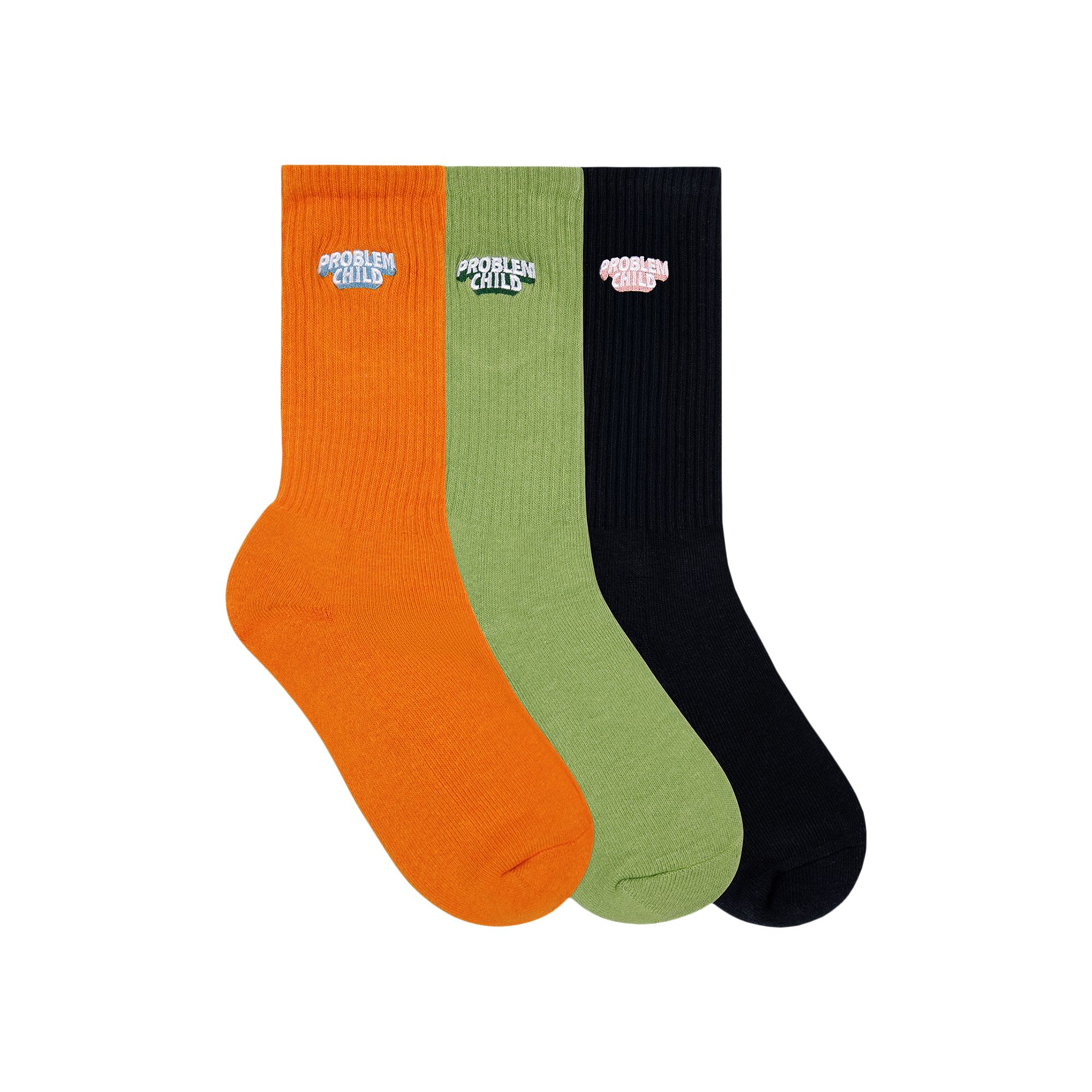 Pre-owned Golf Wang Problem Child Socks 'orange/olive/black' | Men's Size Onesize