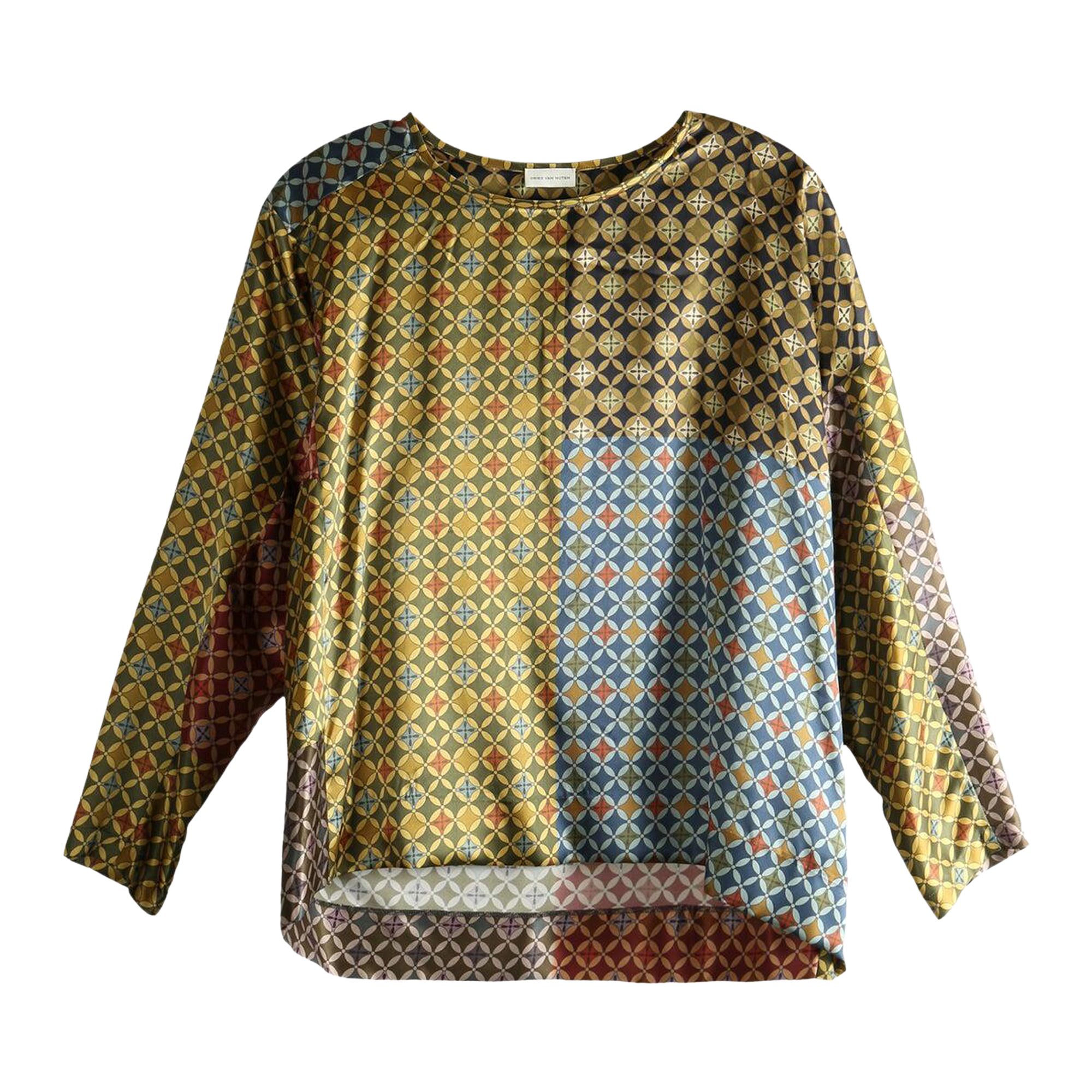 Pre-owned Dries Van Noten Caias Shirt 'dessin A' | Tan | Women's Size 40 In Brown