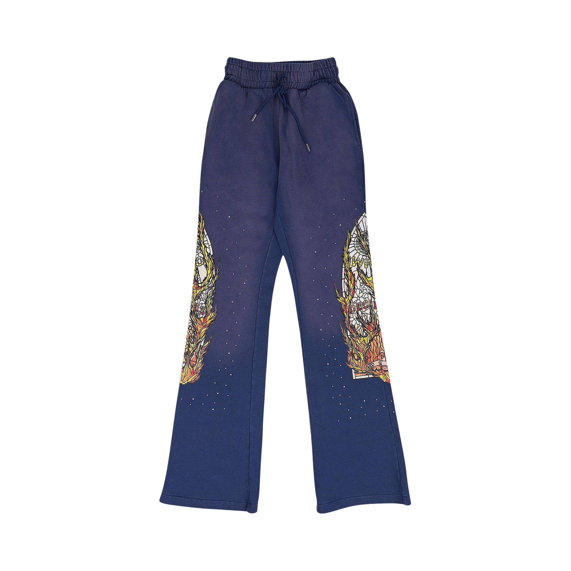 Pre-owned Who Decides War Flame Glass Sweatpants 'indigo' | Blue | Men's Size 30