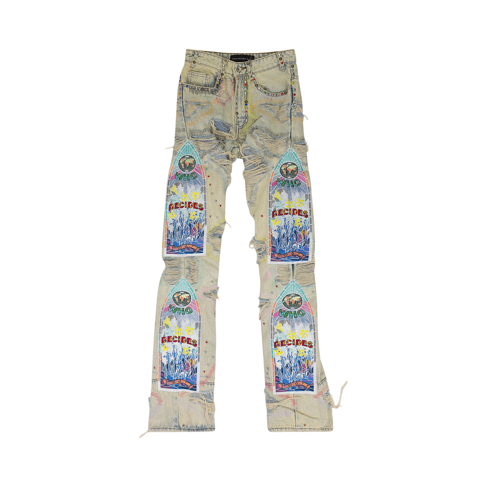 Pre-owned Who Decides War Studded Straight Fit Jeans 'blue' | Men's Size 26