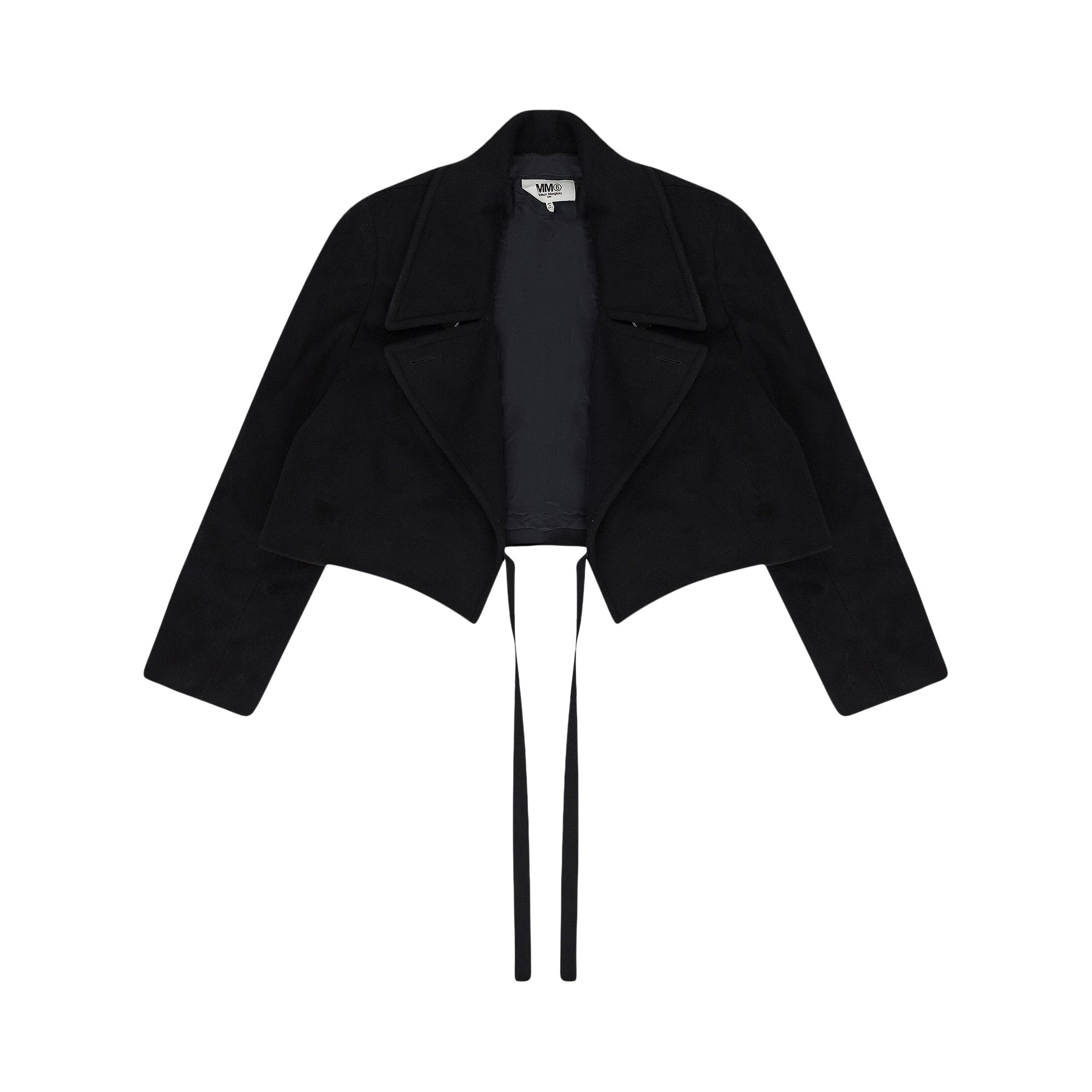 Pre-owned Mm6 Maison Margiela Cropped Wool Jacket 'black' | Women's Size 42