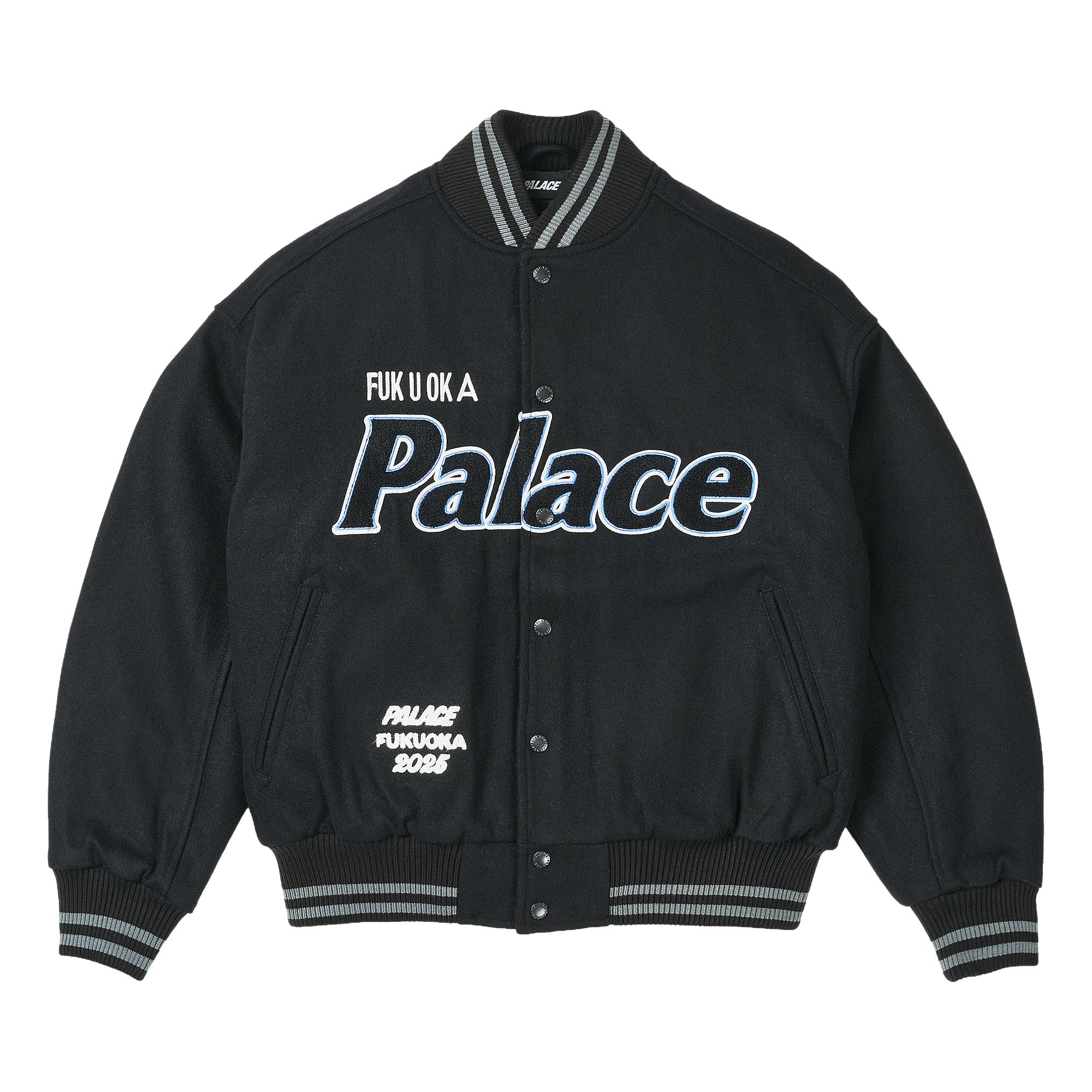 Pre-owned Palace Fukuoka Varsity Jacket 'black' | Men's Size L
