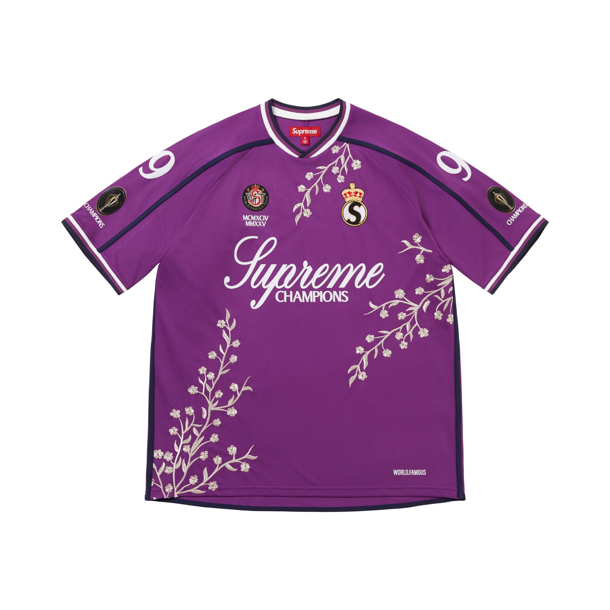 Pre-owned Supreme Floral Soccer Jersey 'purple' | Men's Size L