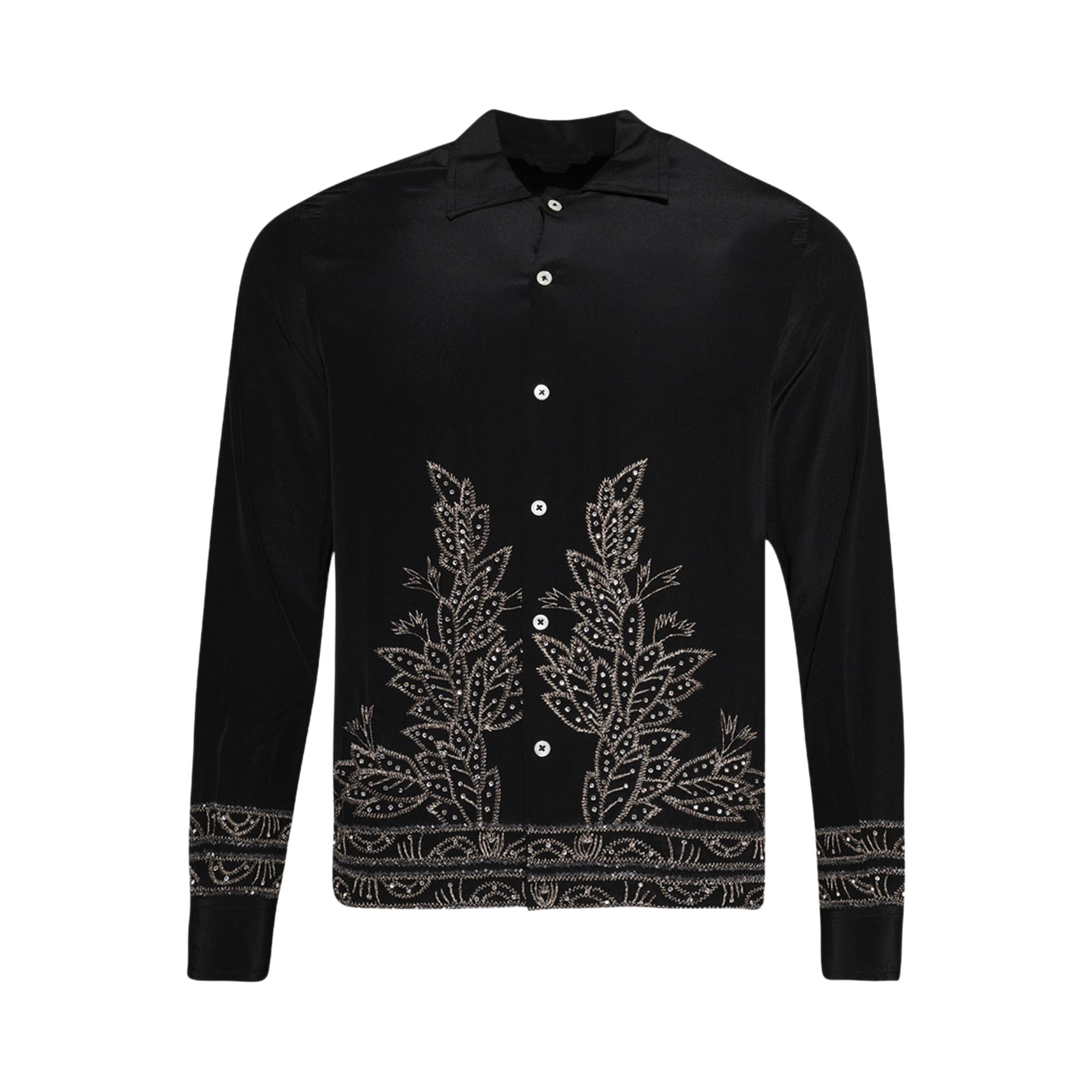Pre-owned Bode Beaded Epoque Long Sleeve Shirt 'black' | Men's Size Xl