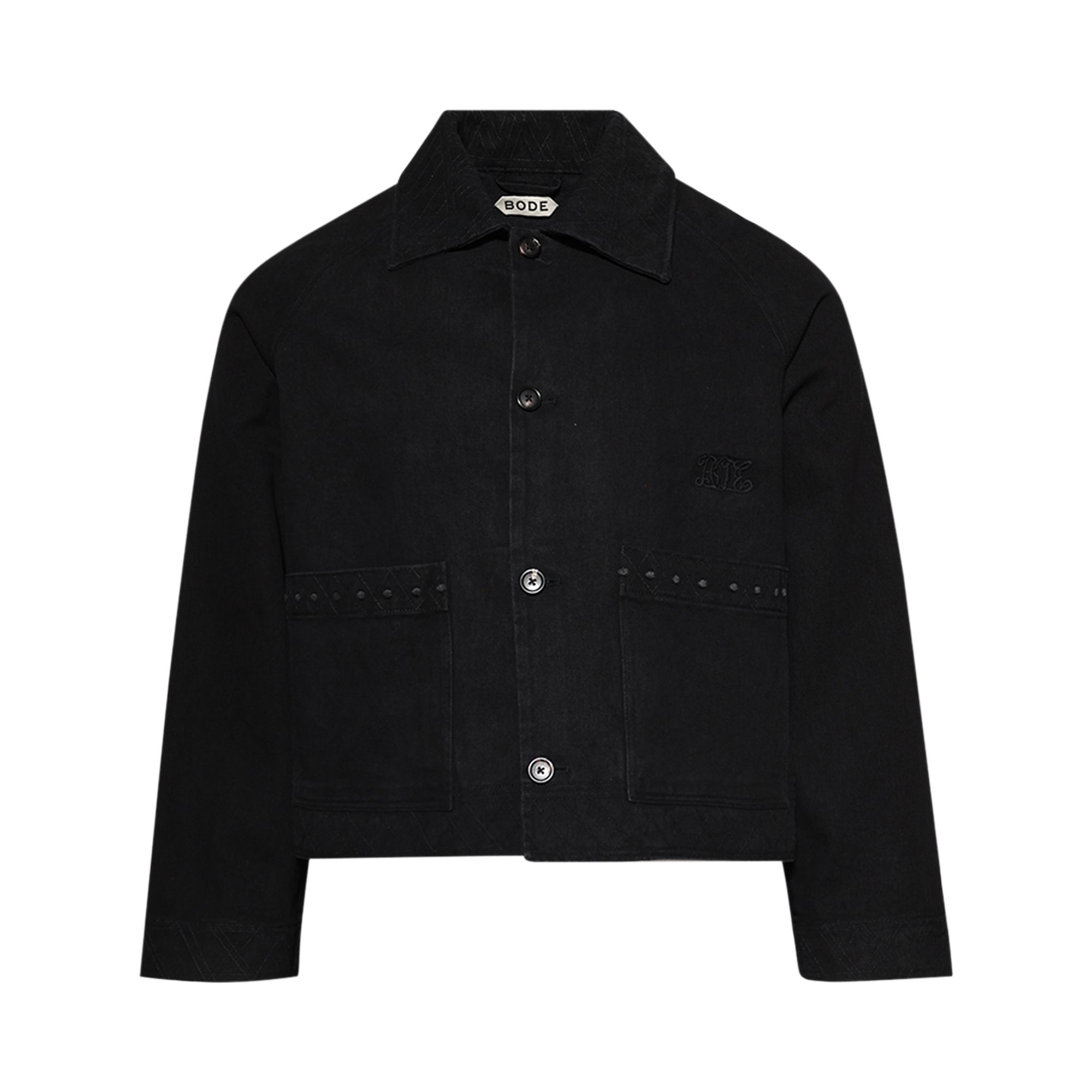 Pre-owned Bode Embroidered Denim Jacket 'black' | Men's Size Xl