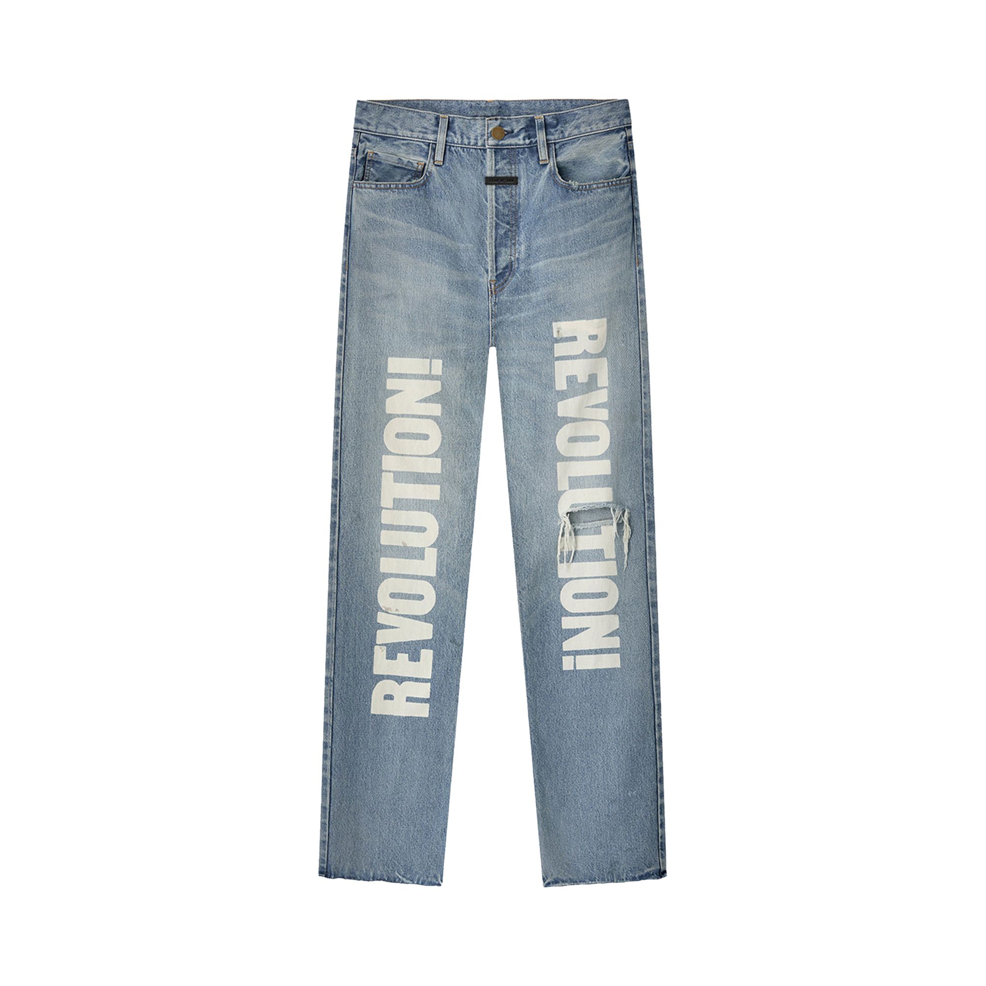 Pre-owned Fear Of God Straight "revolution" Jean 'light Indigo' | Blue | Men's Size 32