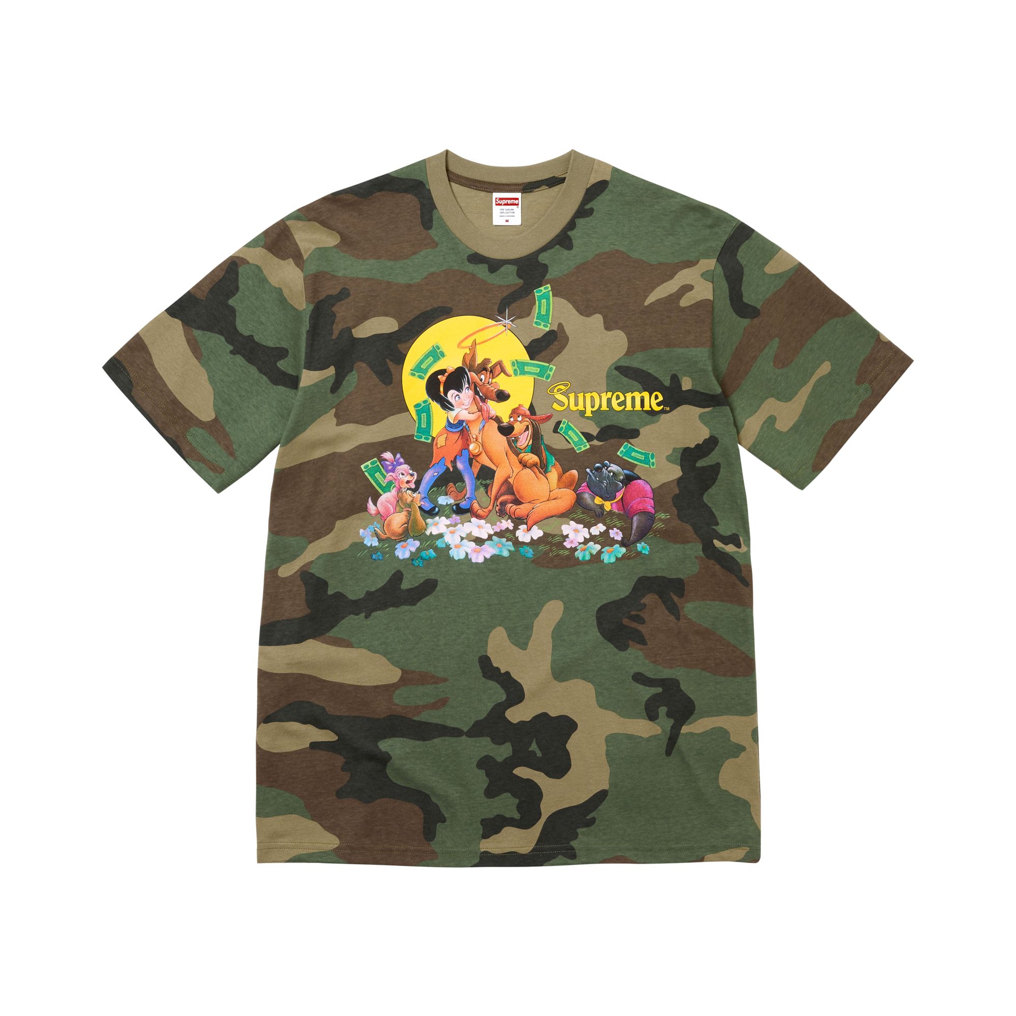 Pre-owned Supreme All Dogs Go To Heaven Tee 'woodland Camo' | Green | Men's Size Xxl