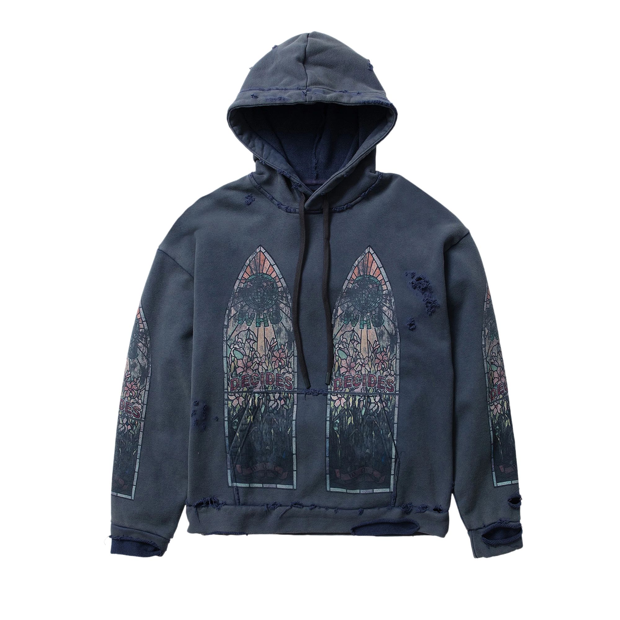 Pre-owned Who Decides War Faded Hooded Pullover 'indigo' | Blue | Men's Size S