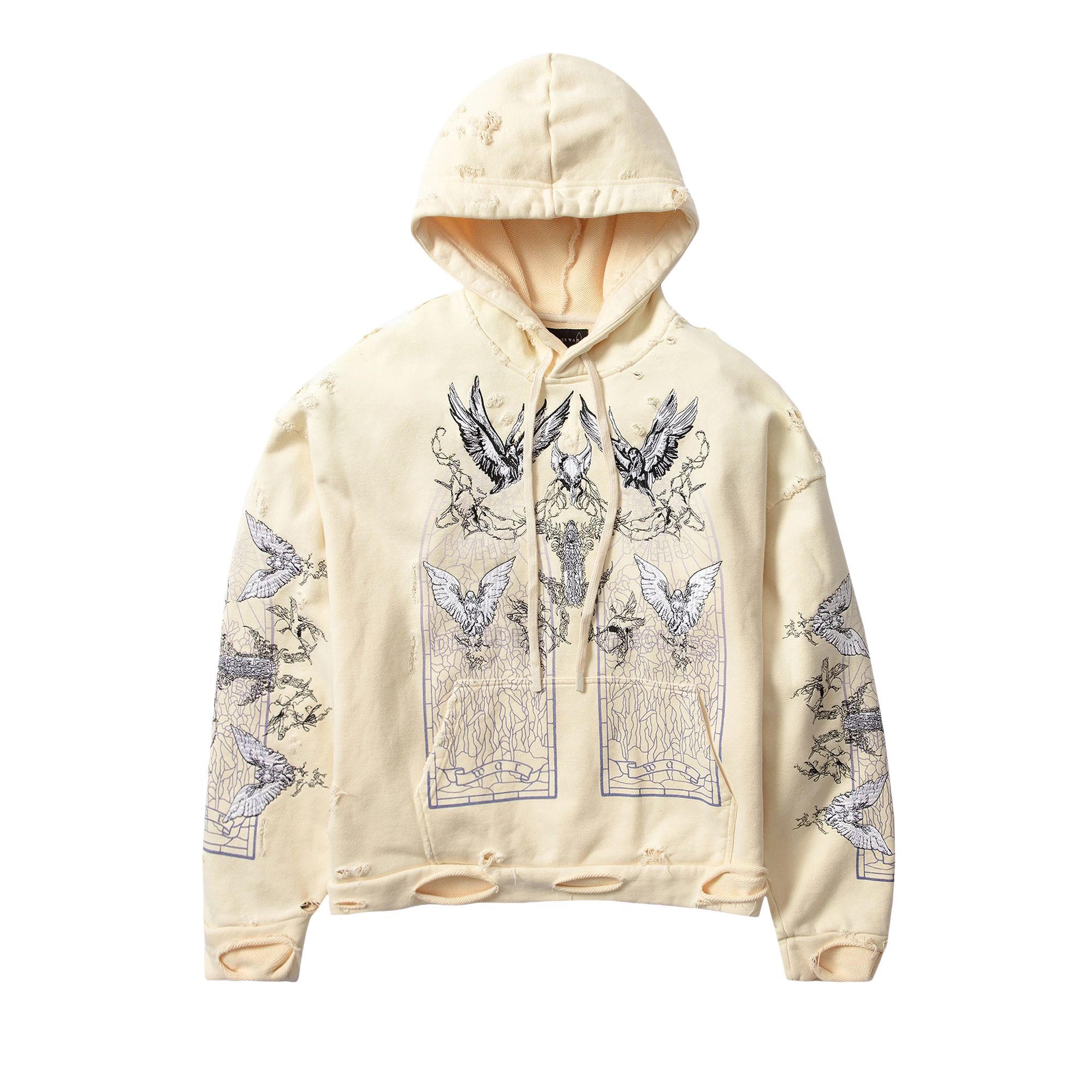 Pre-owned Who Decides War Ascension Hooded Pullover 'cloud' | Cream | Men's Size S In White