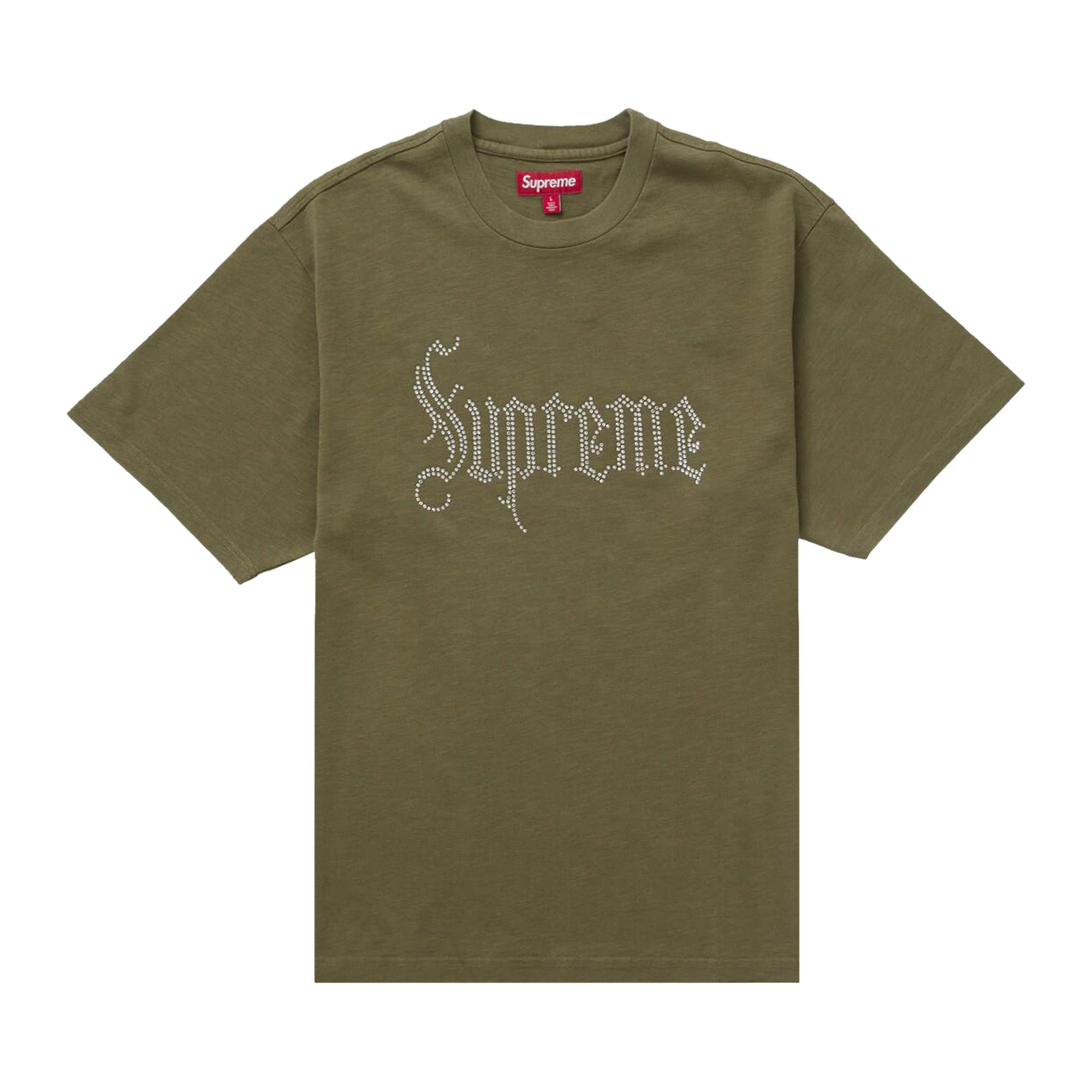 Pre-owned Supreme Rhinestone Short-sleeve Top 'olive' | Green | Men's Size L