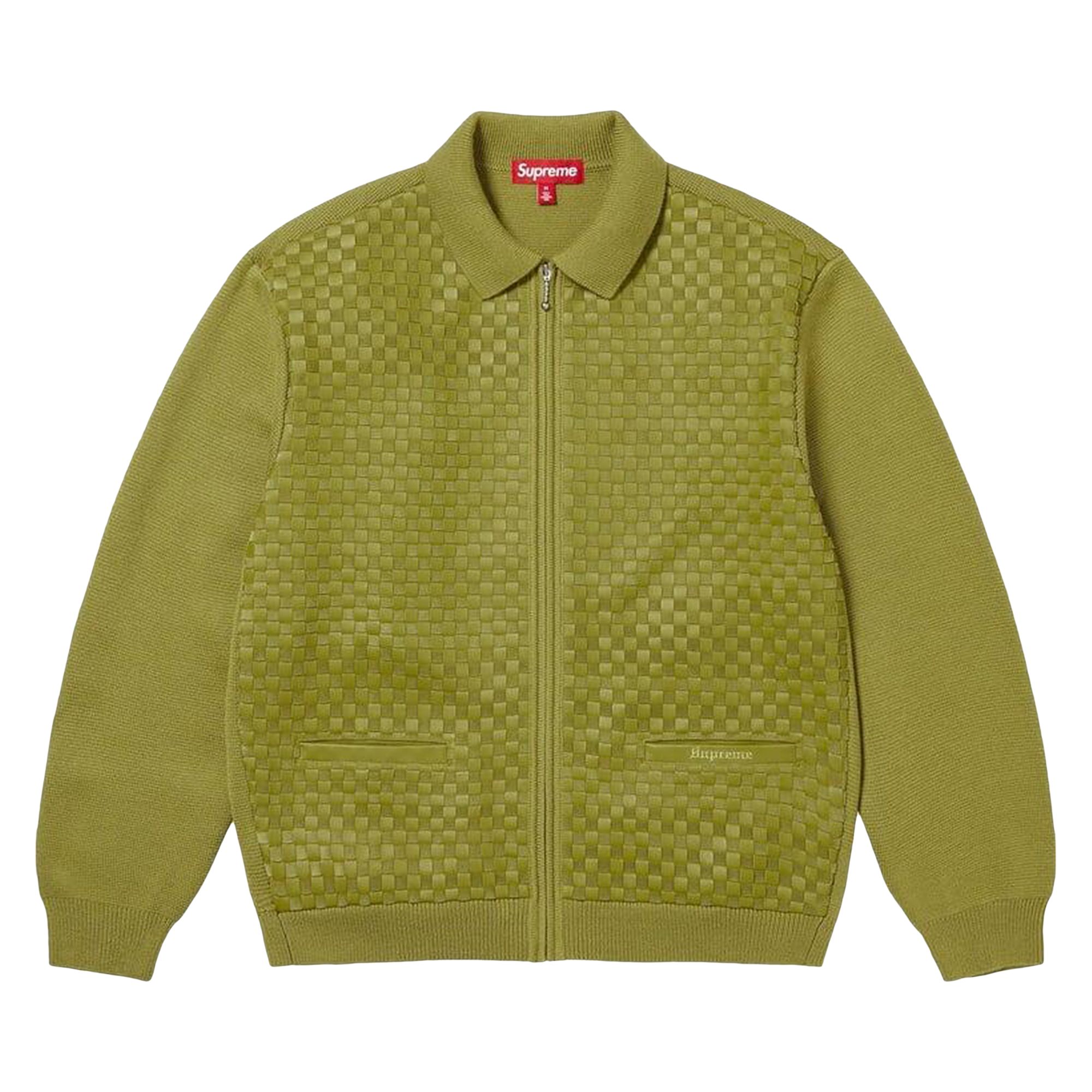 Pre-owned Supreme Woven Leather Zip Up Cardigan 'green' | Men's Size L