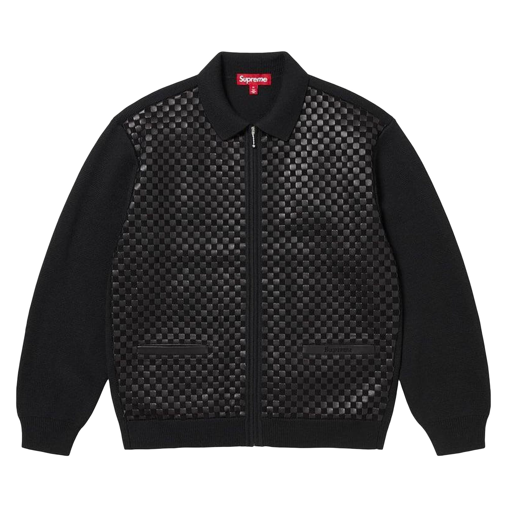 Pre-owned Supreme Woven Leather Zip Up Cardigan 'black' | Men's Size L