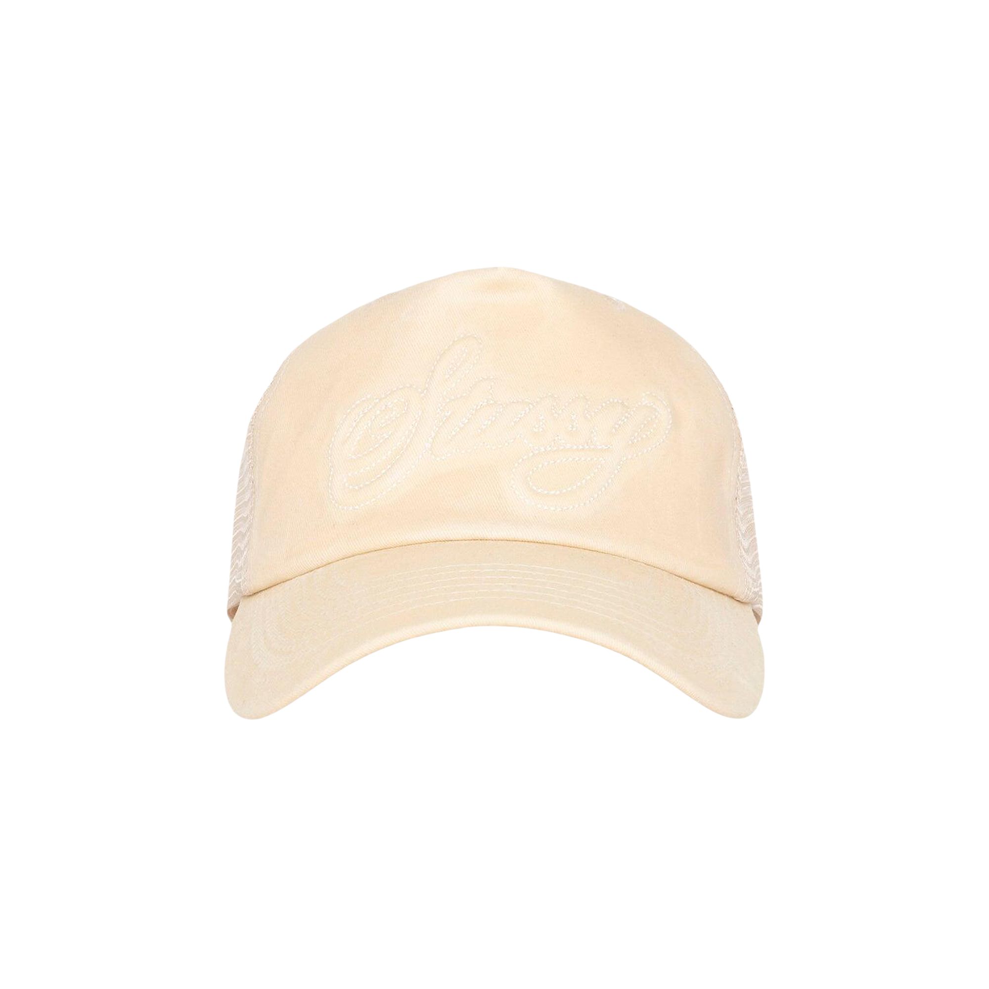 Pre-owned Stussy Trucker Cursive Stitch Snapback 'sand' | Tan | Men's Size Onesize In Brown