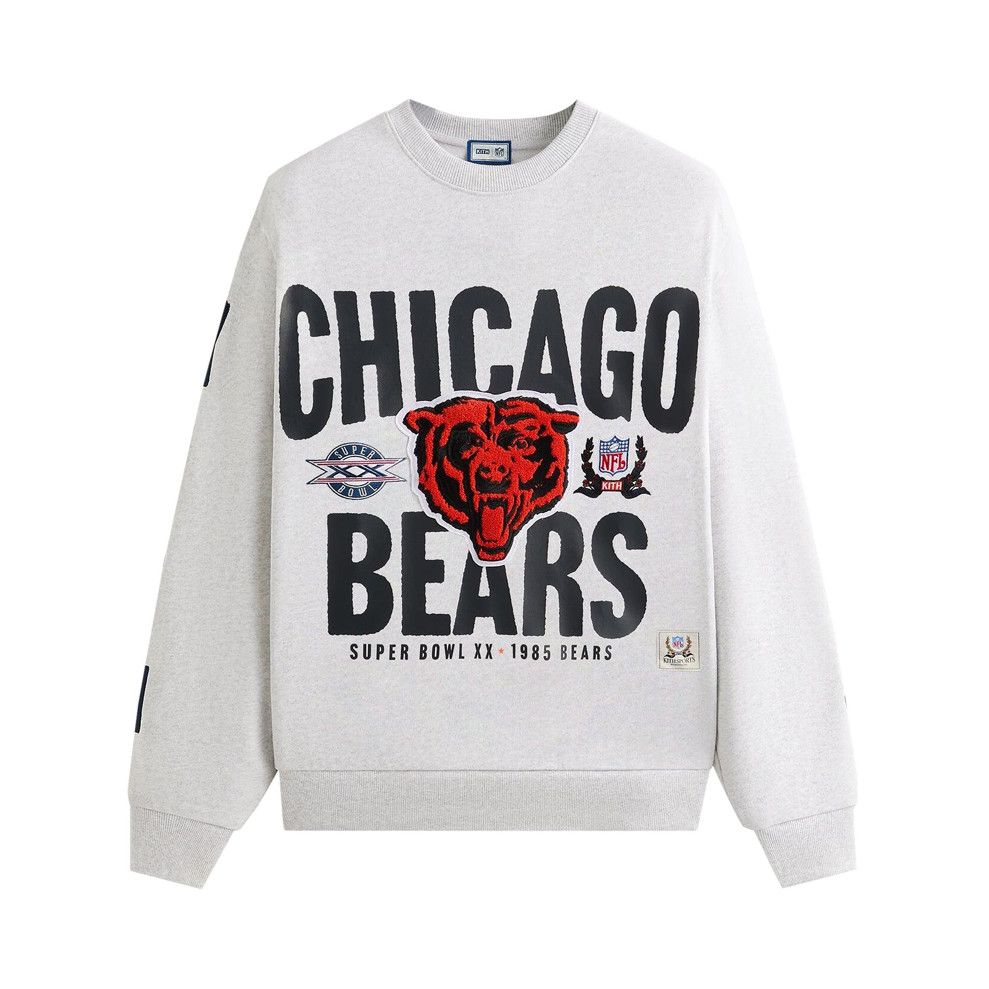 Pre-owned Kith For The Nfl Chicago Bears 1985 Vintage Crewneck 'light Heather Grey' | Men's Size Xs In Gray