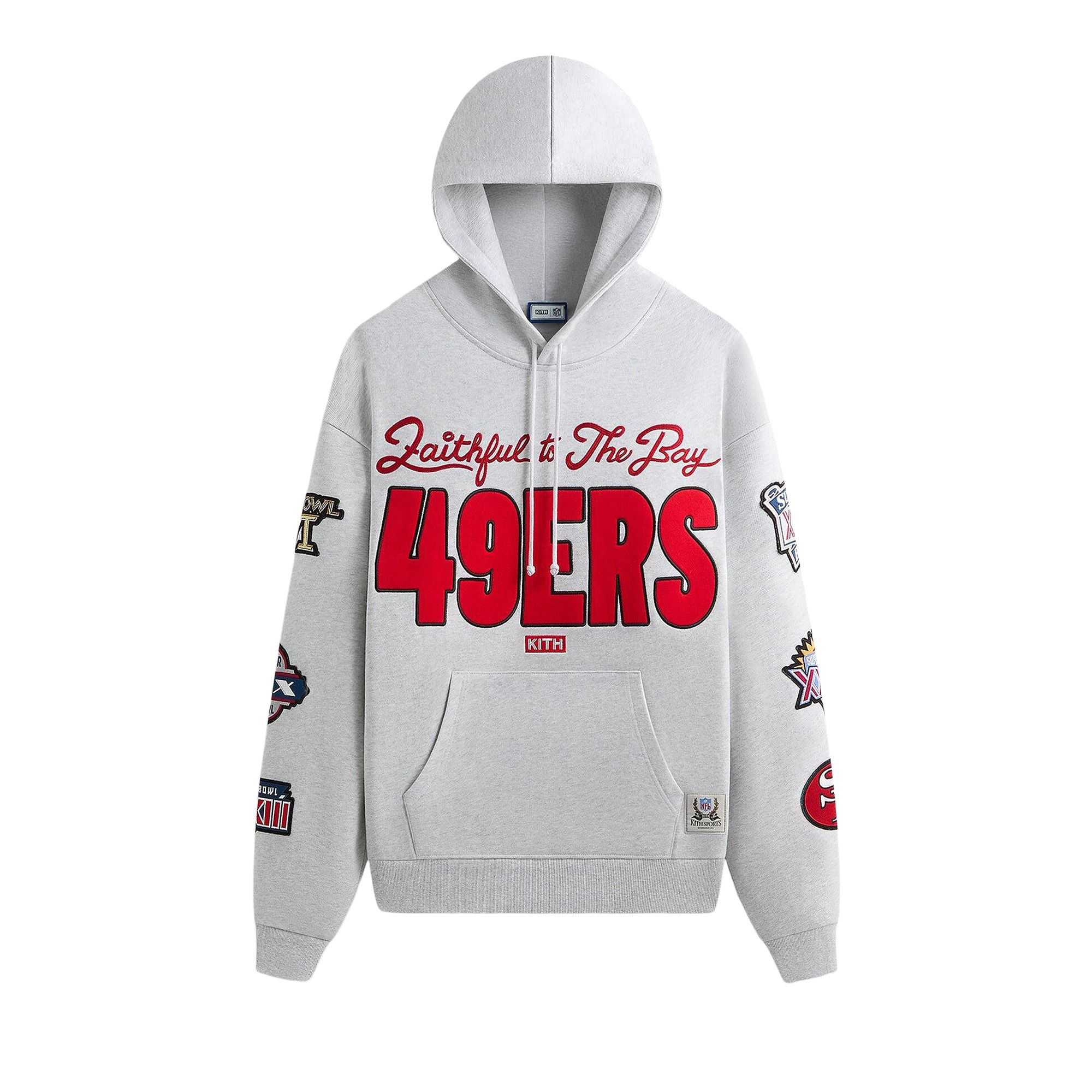 Pre-owned Kith For The Nfl San Francisco 49ers Faithful Vintage Hoodie 'light Heather Grey' | Men's Size L In Gray