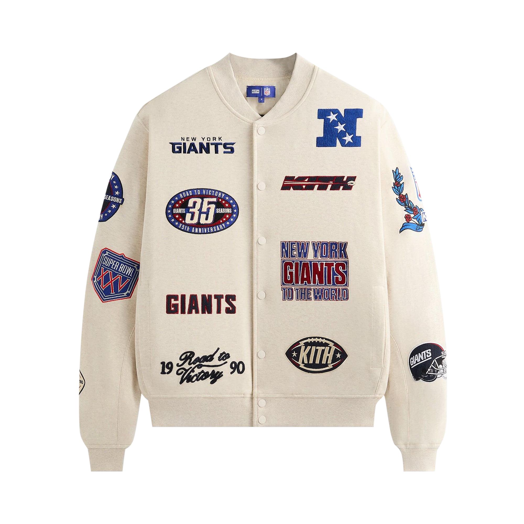 Pre-owned Kith For The Nfl New York Giants Marvin Bomber Jacket 'sandrift' | White | Men's Size M