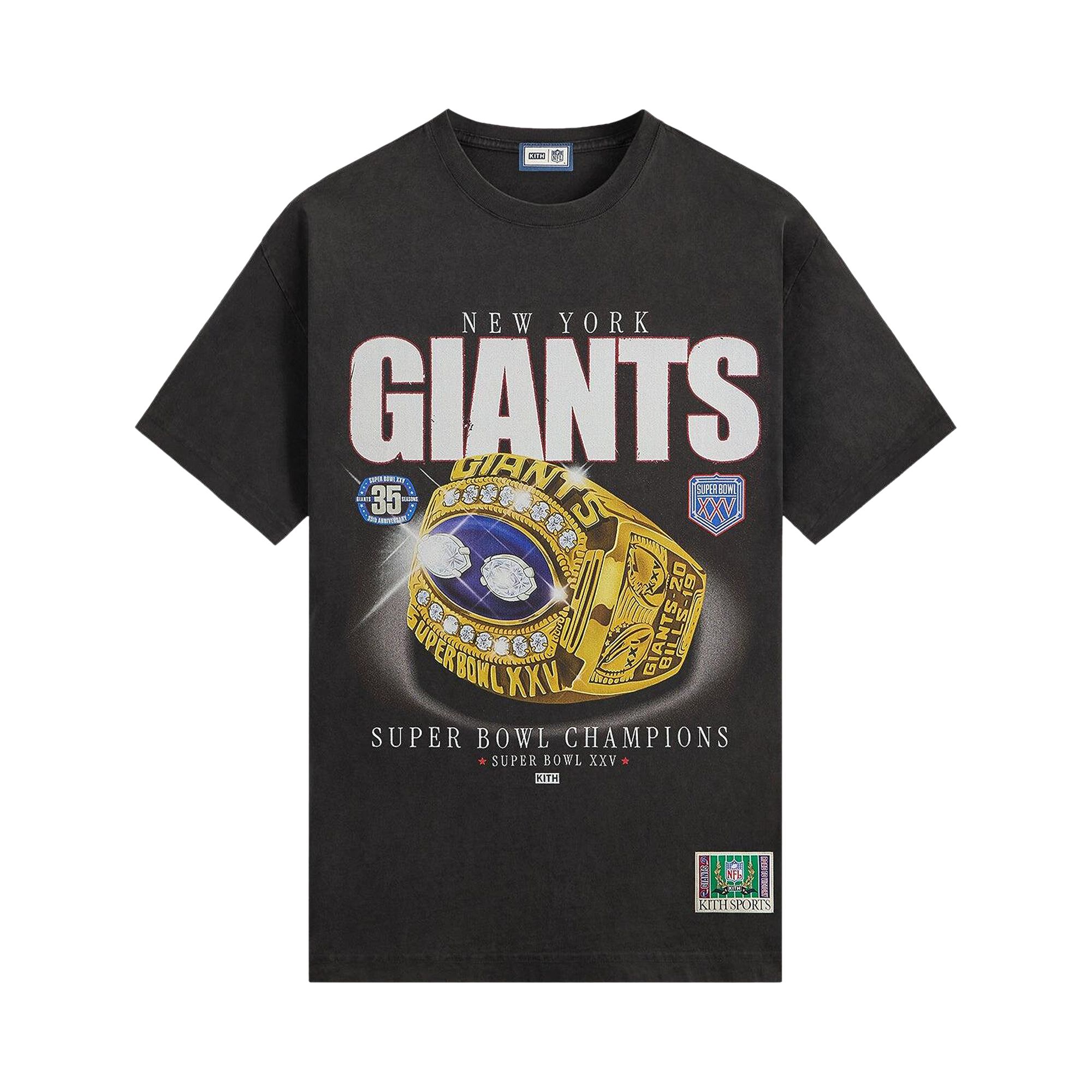 Pre-owned Kith For The Nfl New York Giants Ring Vintage Jones Tee 'black' | Men's Size L