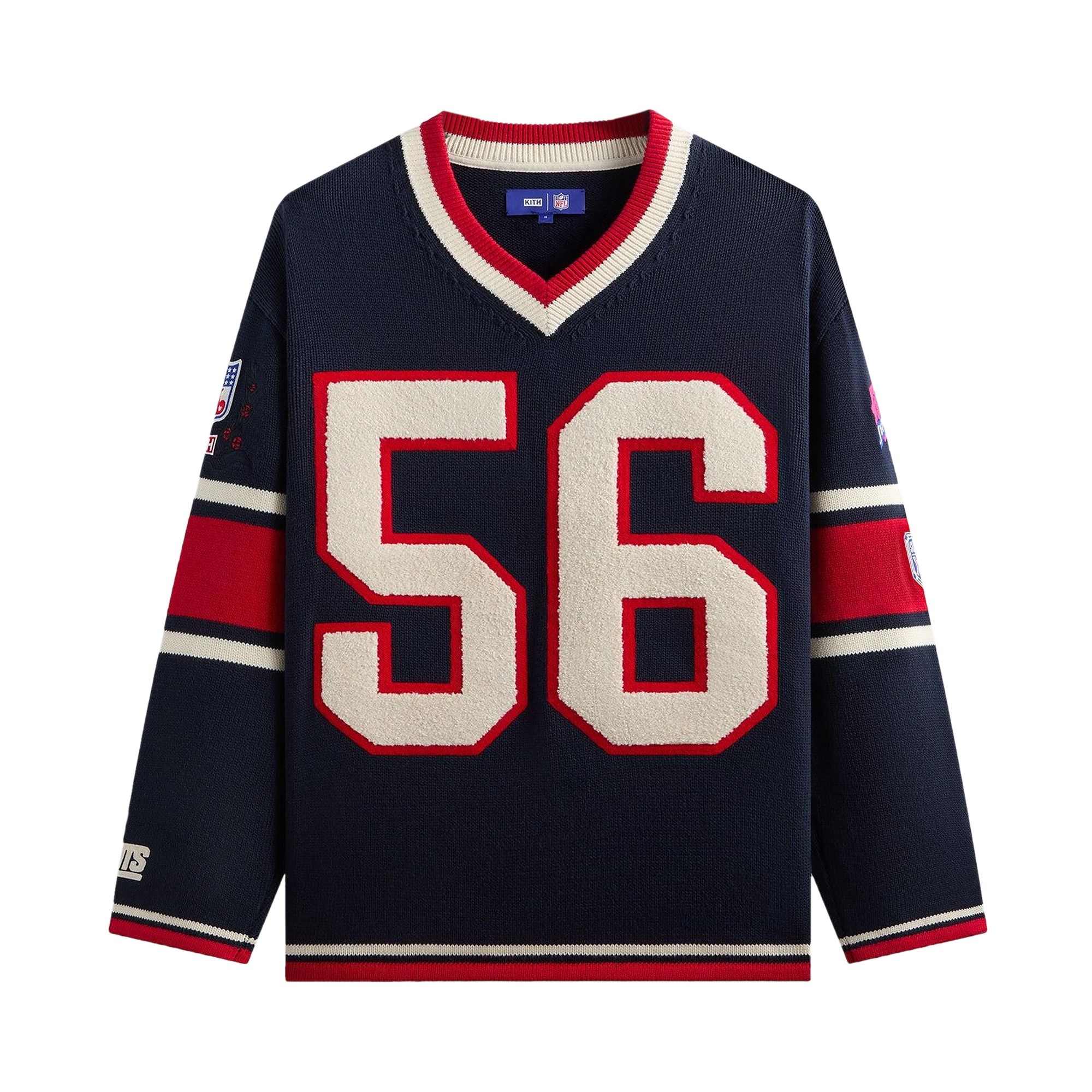 Pre-owned Kith For The Nfl New York Giants V-neck Beau Knit Sweater 'nocturnal' | Black | Men's Size Xxl