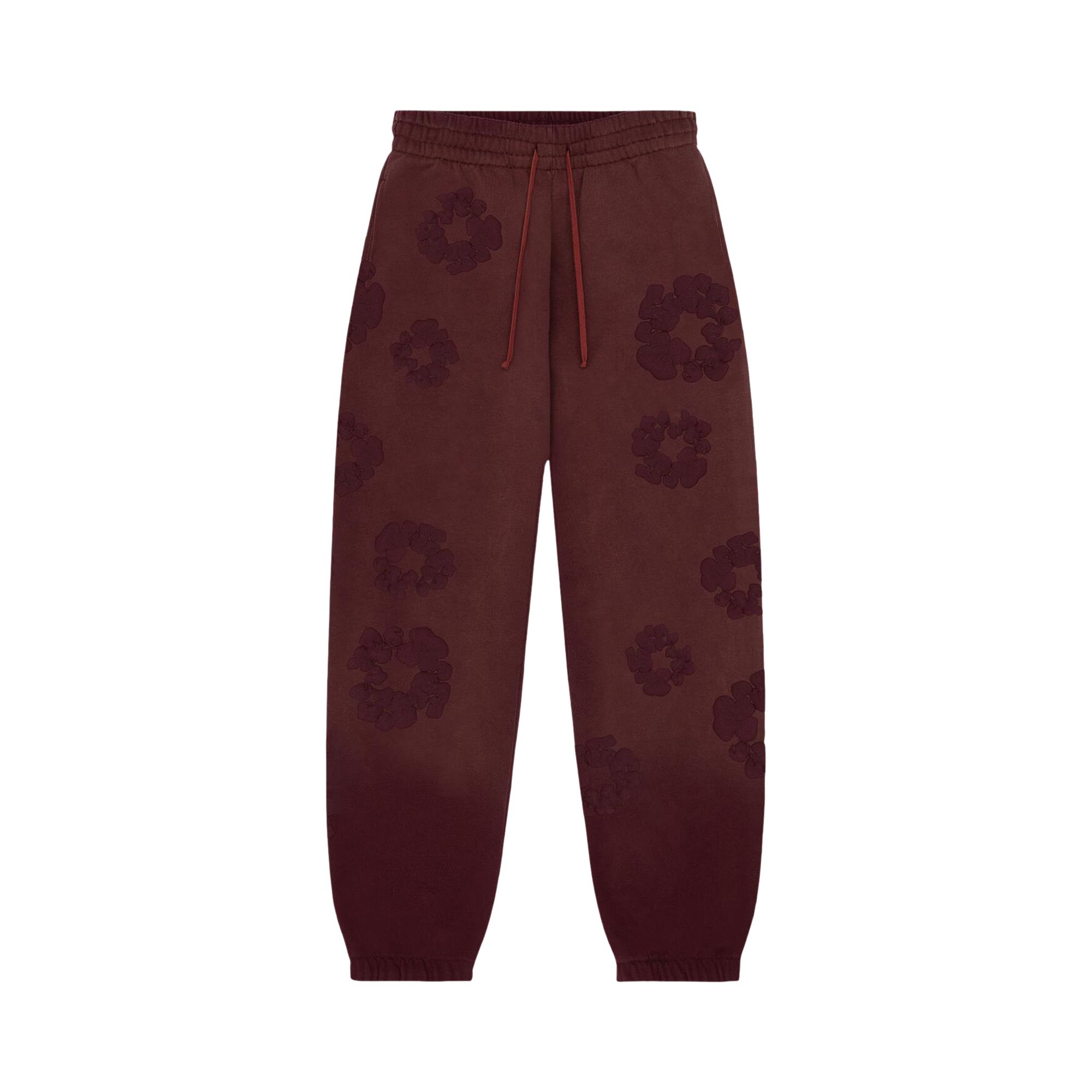 Pre-owned Denim Tears Faded Mono Cotton Wreath Sweatpants 'beet Root' | Red | Men's Size Xl