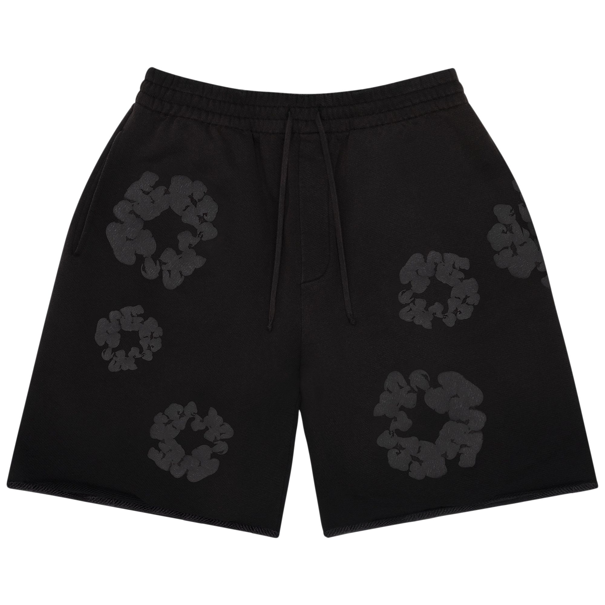 Pre-owned Denim Tears Faded Mono Cotton Wreath Sweatshorts 'black' | Men's Size L