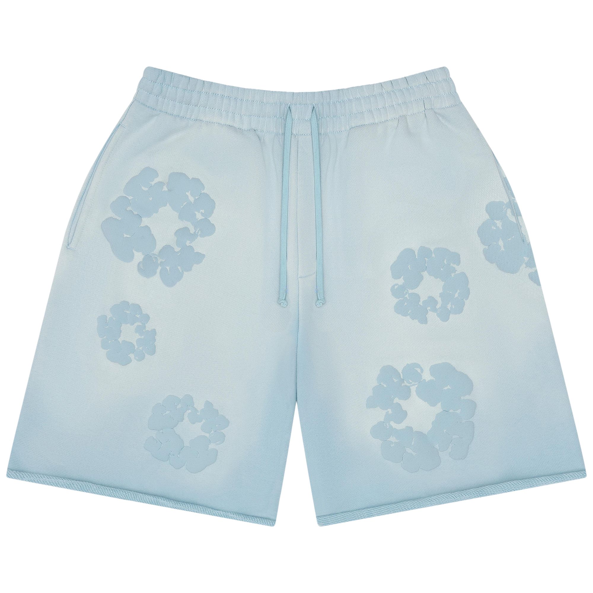 Pre-owned Denim Tears Faded Mono Cotton Wreath Sweatshorts 'light Blue' | Men's Size Xl