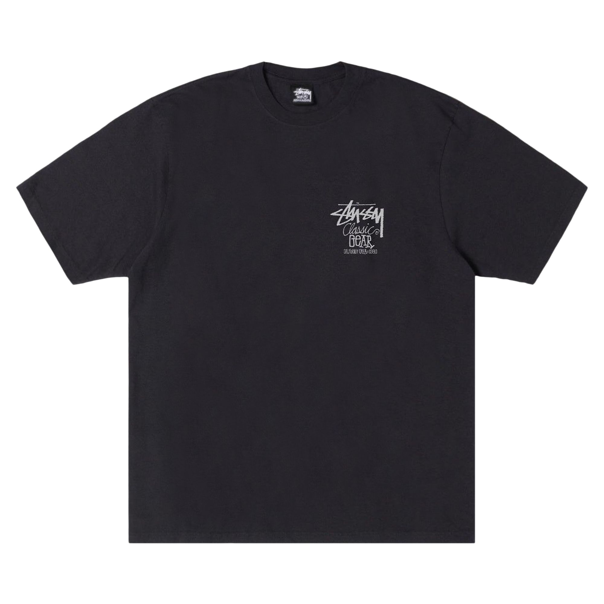 Pre-owned Stussy Classic Gear Tee Pigment Dyed 'faded Black/white' | Men's Size Xl