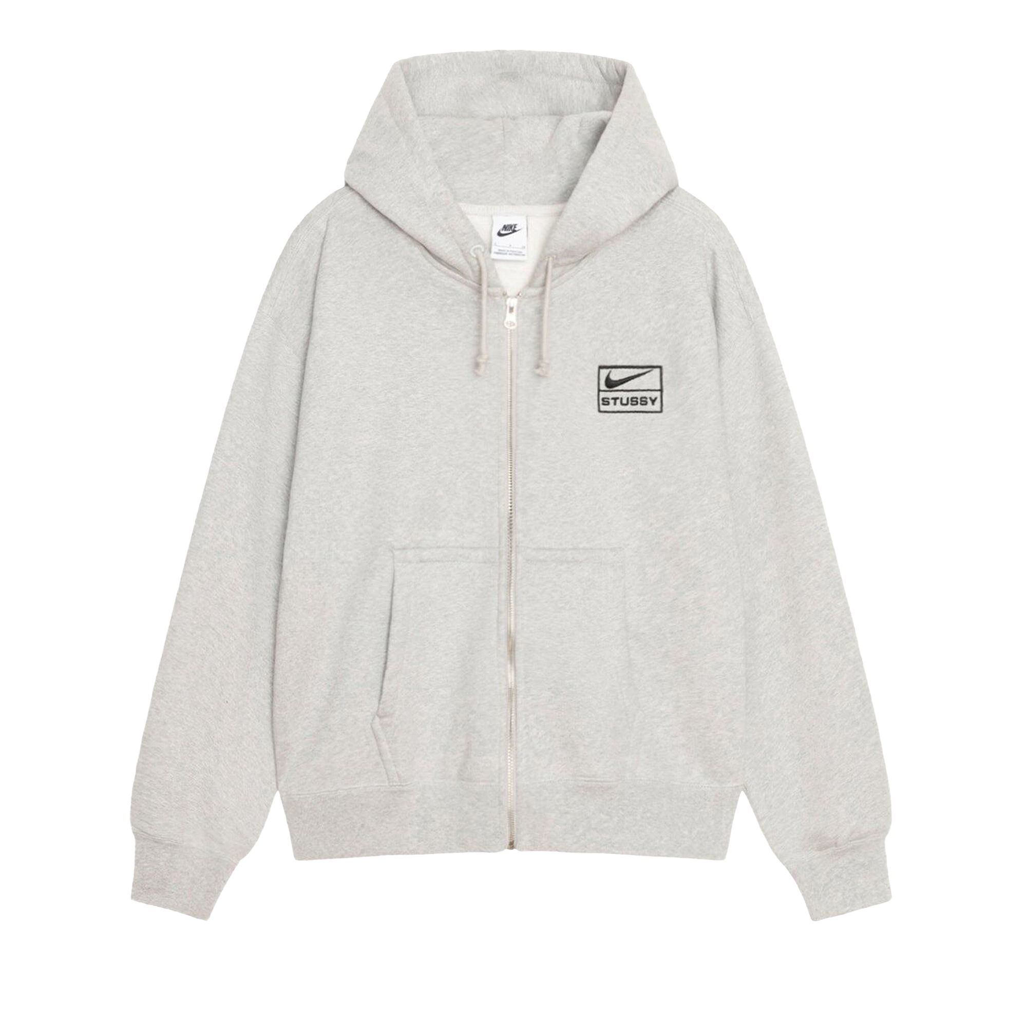 Pre-owned Stussy X Nike Fleece Zip Hoodie 'grey Heather' | Men's Size L In Gray