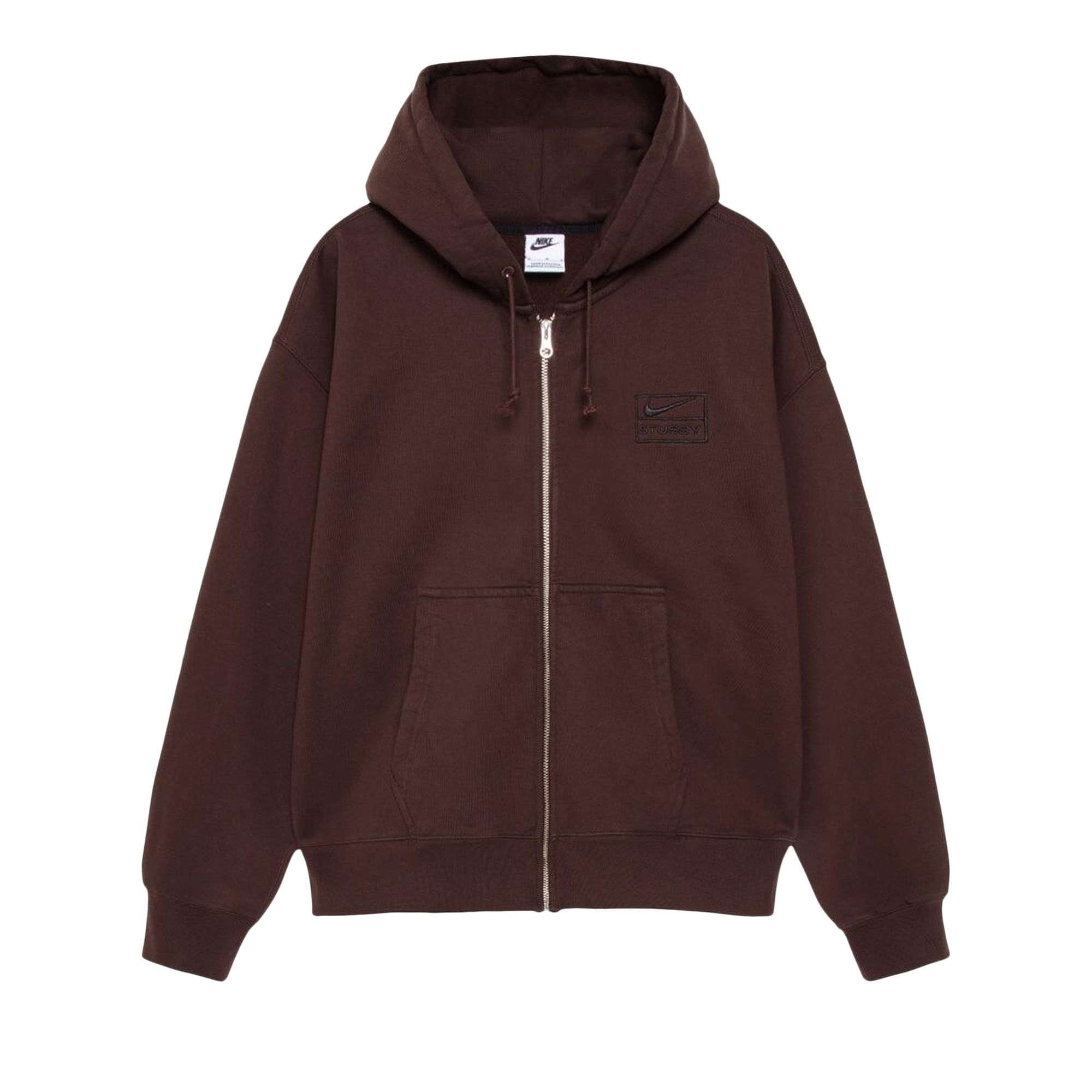 Pre-owned Stussy X Nike Stone Washed Fleece Zip Hoodie 'dark Cinder' | Brown | Men's Size L