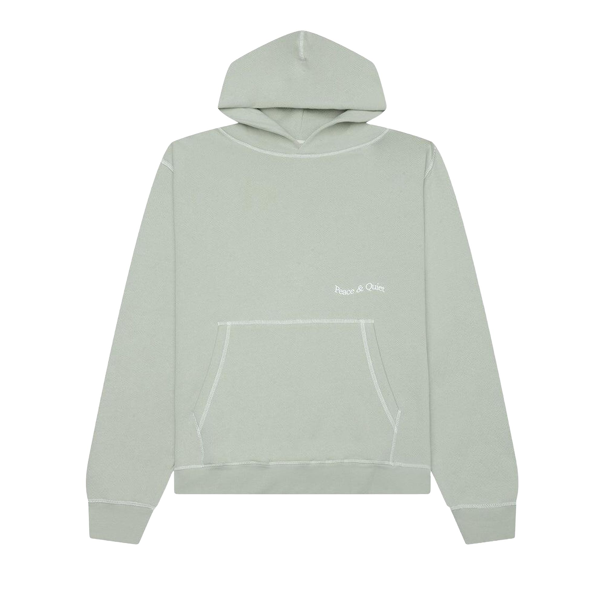 Pre-owned Museum Of Peace And Quiet Museum Of Peace & Quiet Wordmark Reverse Stitched Hoodie 'sage' | Green | Men's Size Xl