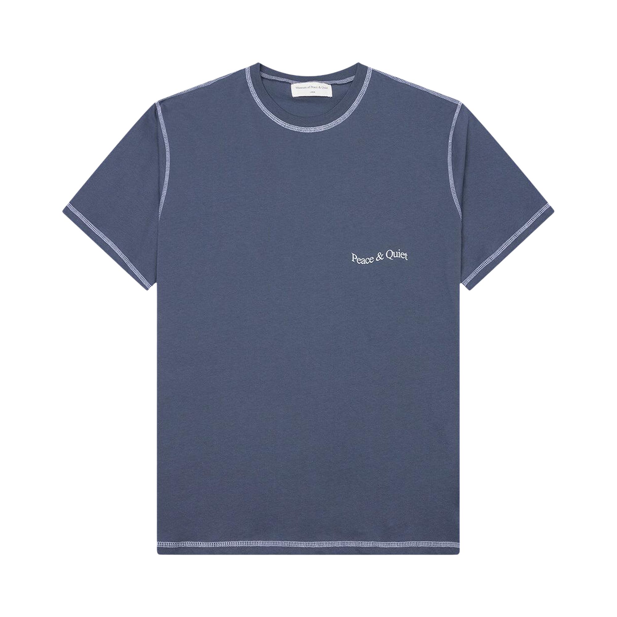 Pre-owned Museum Of Peace And Quiet Museum Of Peace & Quiet Wordmark Reverse Stitched T-shirt 'slate' | Grey | Men's Size L In Gray