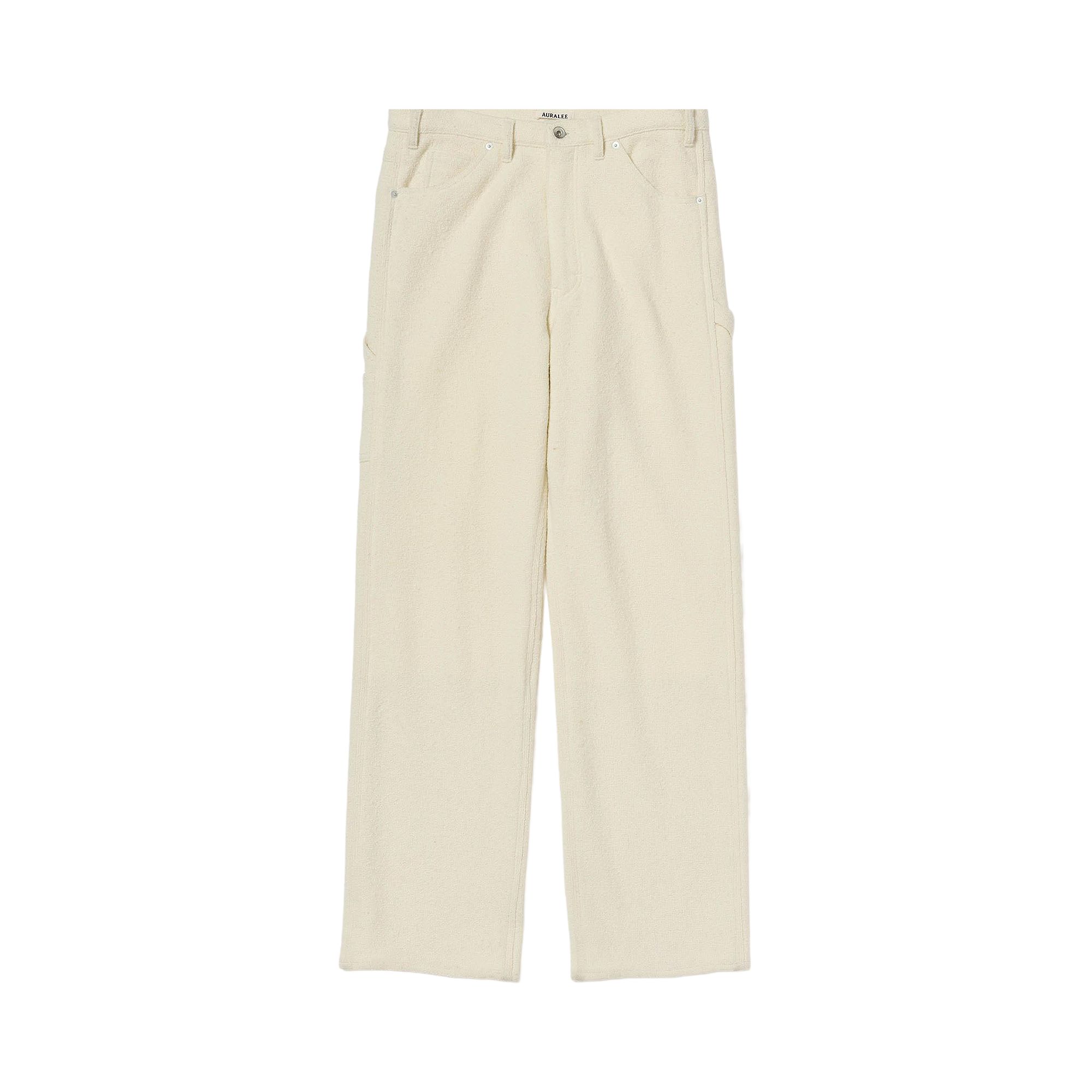 Pre-owned Auralee Homespun Tweed Painter Pants 'ivory White' | Men's Size 4
