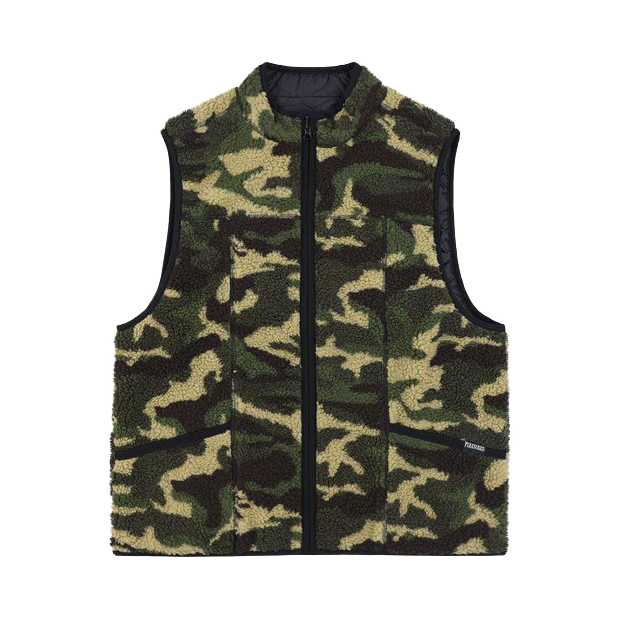 Pre-owned Pleasures Felis Reversible Vest 'camo/black' | Green | Men's Size Xl